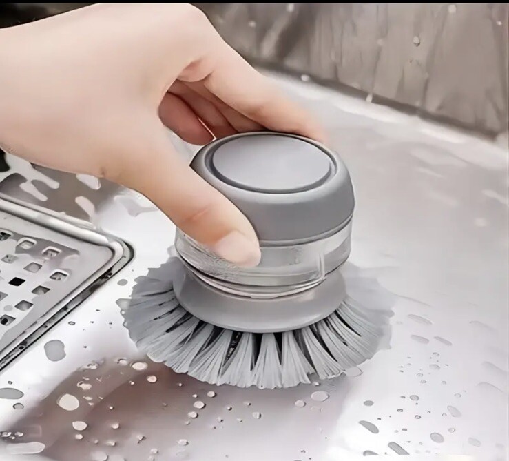Dish Scrub Brush with Soap Dispenser – Palm Scrub Washing Brush for Dishes Pots