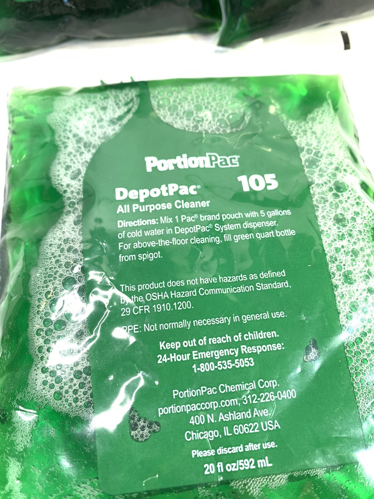 Qty-6 PortionPac DepotPac 105 All Purpose Cleaner Each Pouch Makes 5 Gallons