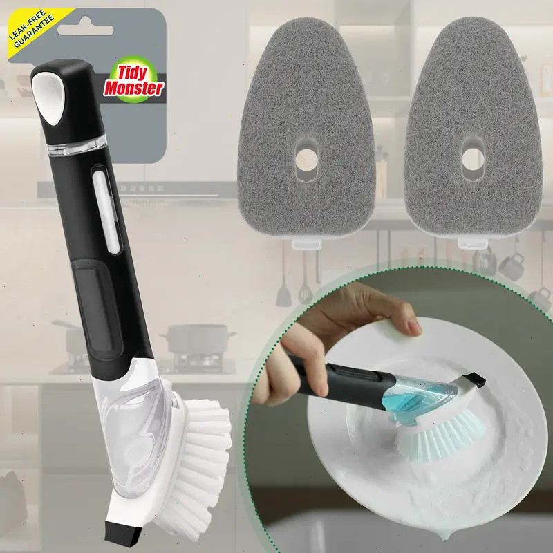 Soap Dispensing Dish Scrub Brush, Cleaning Brush for Kitchen, for Pot Pan Sink