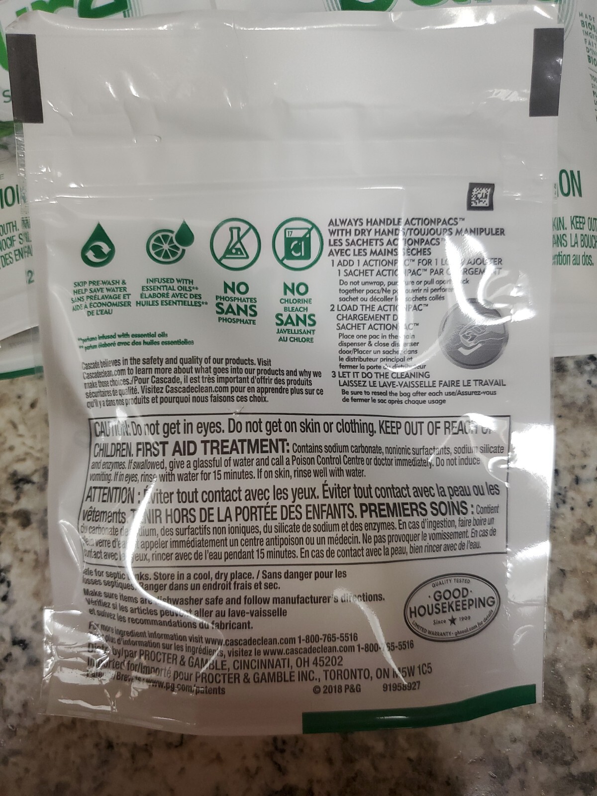 CASCADE-PURE ESSENTIALS-DISHWASHER PODS-2 PER PACK-LOT OF 12 PACKS=24 PODS-NEW!!