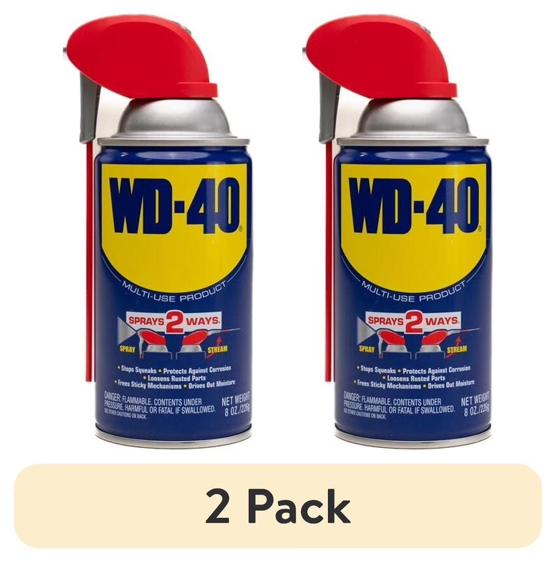 (2 Pack) WD-40 Multi-Purpose Lubricant Spray Smart Straw 8 oz Rust Protector