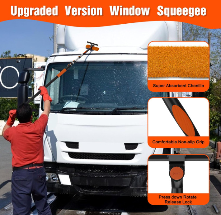 Kit Limpiavidrios 25 Pies con Poste Extensible para Ventanas Altas