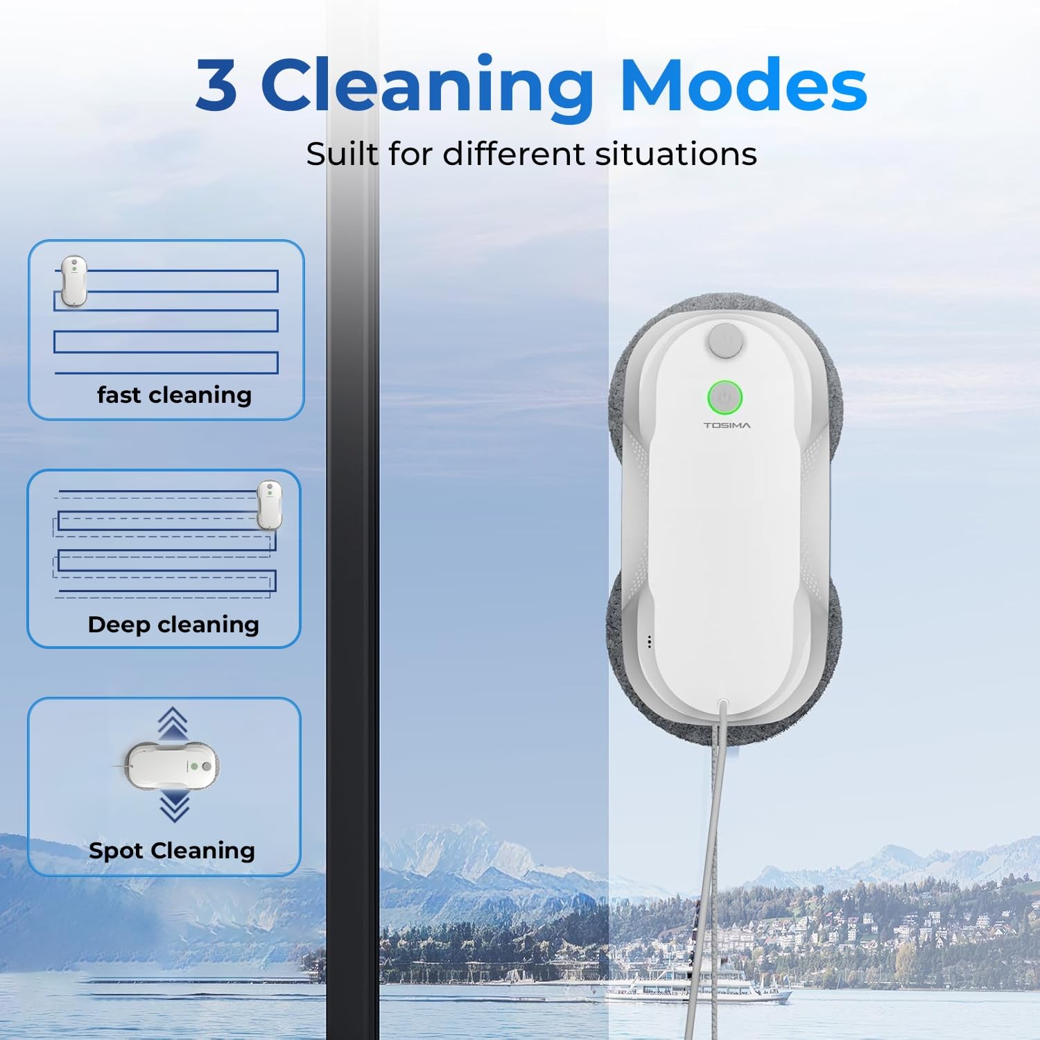Tosima W5 Window Cleaning Robot, 6400Pa Max Adaptive Suction, Auto-Spray Smar…