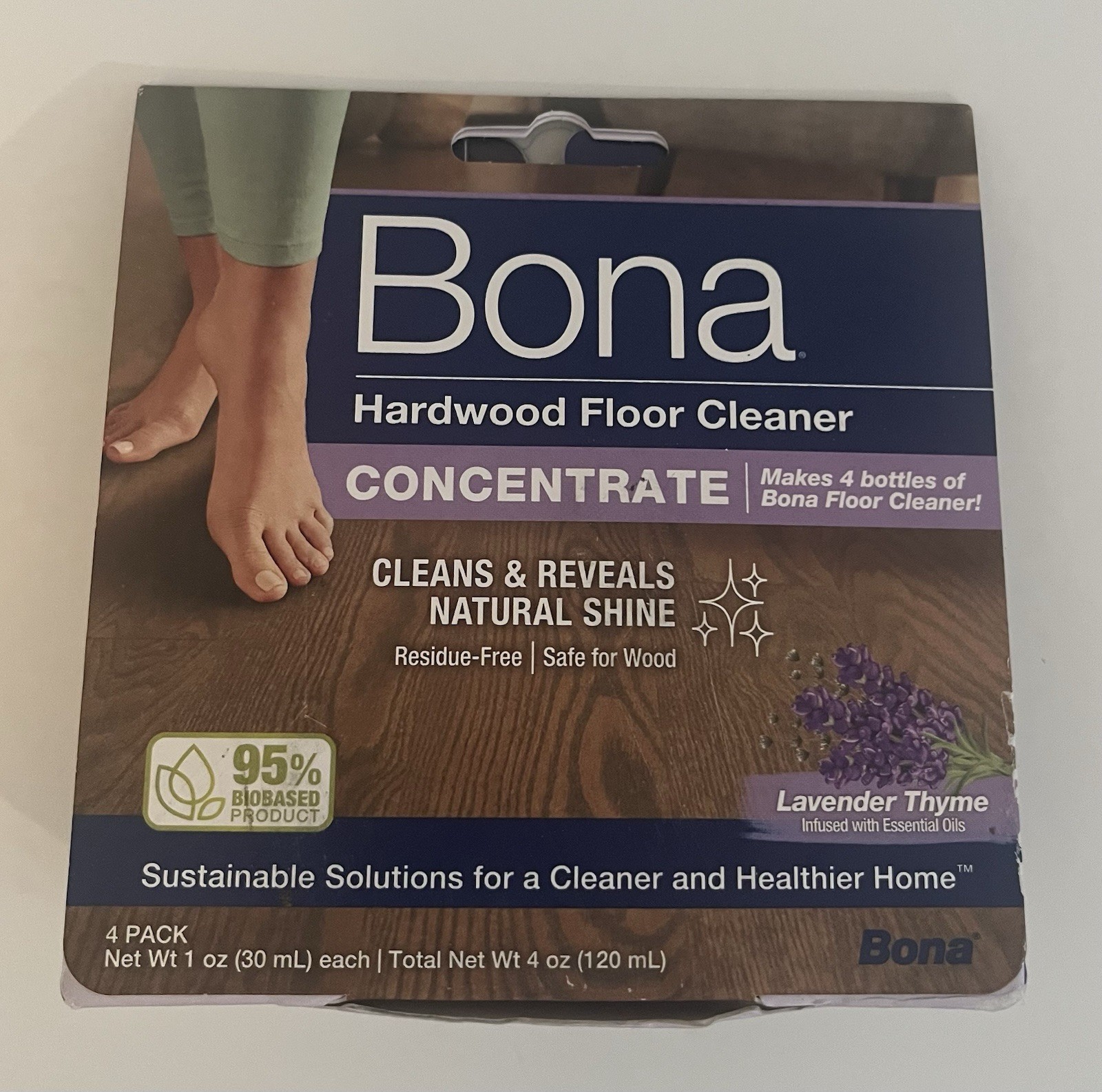 Bona Hardwood Floor Cleaner Concentrate, Lavender Thyme Scent 4-Pack