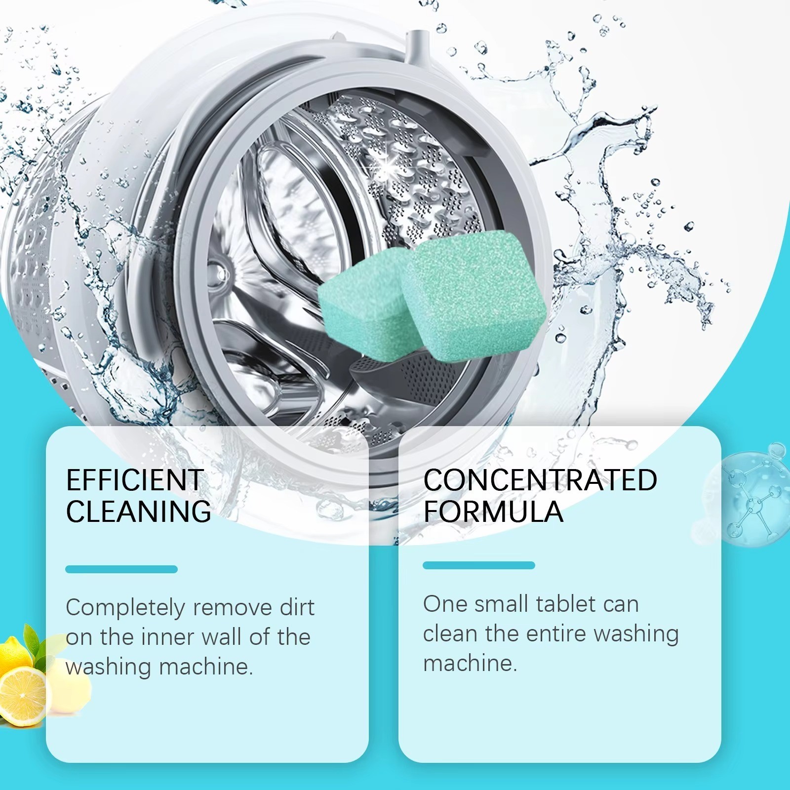 12PCS Washing Machine Cleaner Tablets Pet Hair Remover Odor Eliminator
