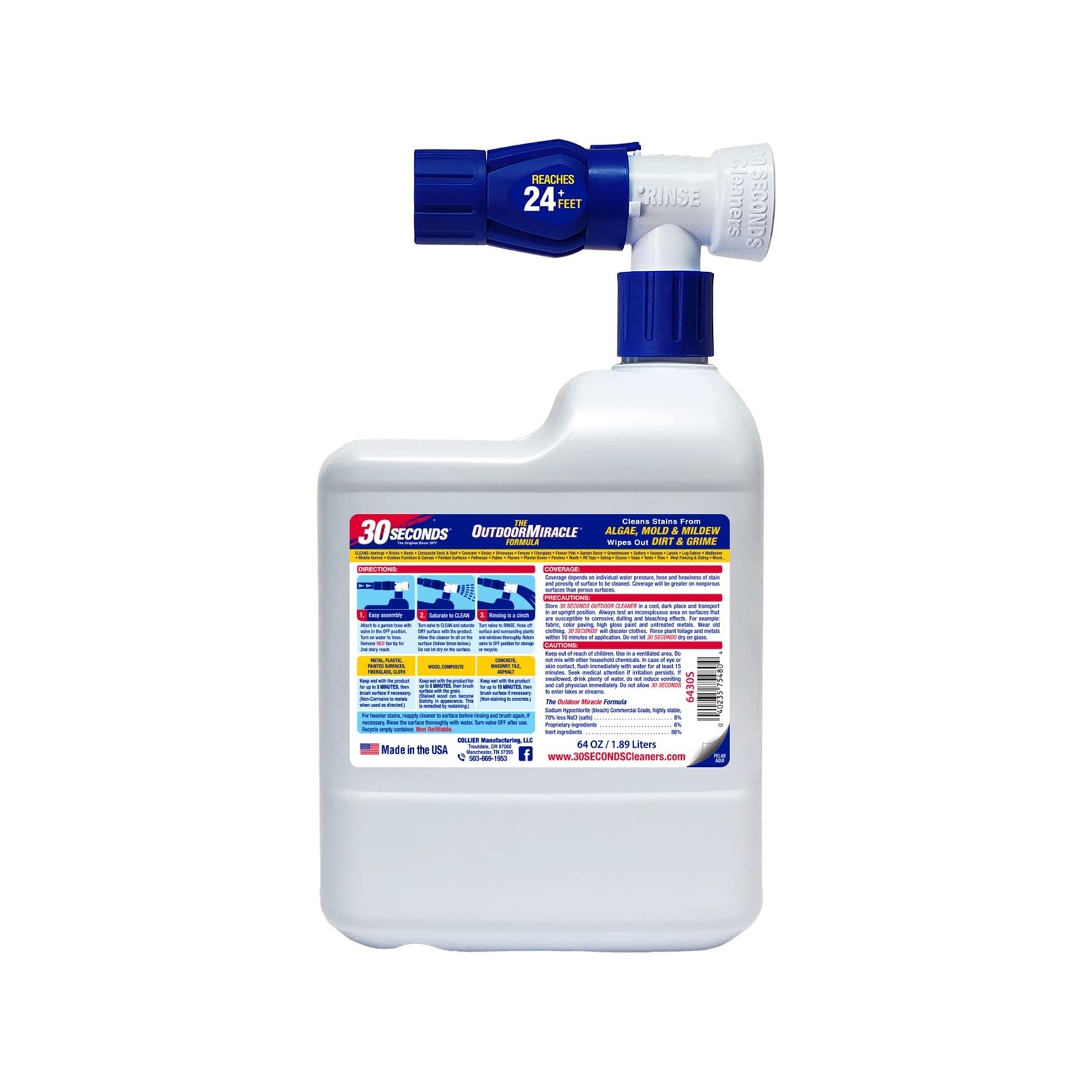 30 SECONDS Outdoor Cleaner – Rapid Results, Cleans Stains From Algae, Mold & …