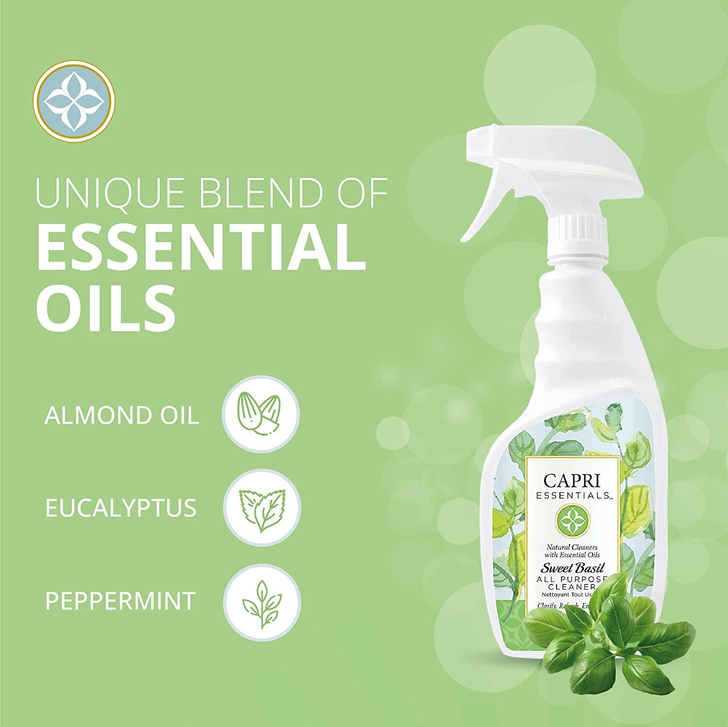 Capri Essentials Sweet Basil All Purpose Cleaner Spray 23 oz (pack of 2)