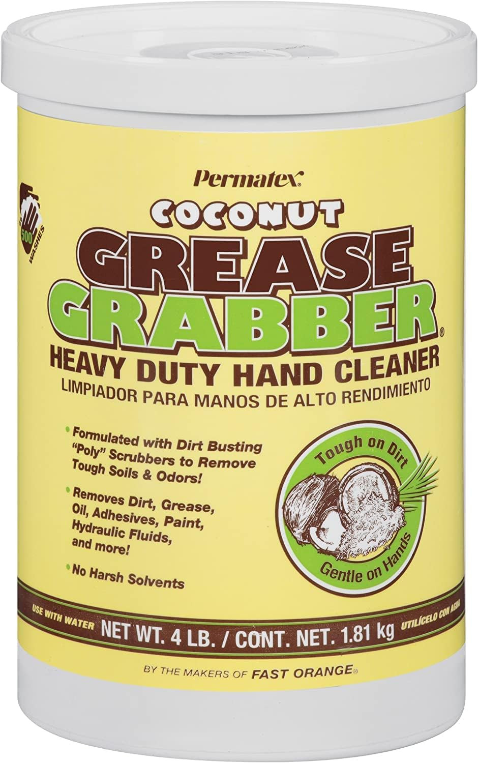 14106 Grease Grabber Heavy Duty Coconut Hand Cleaner, 4 Lbs.