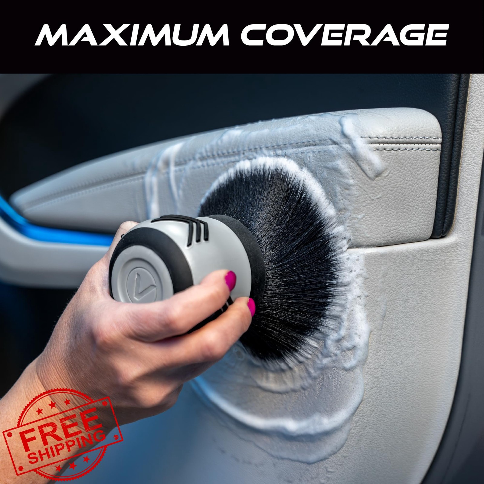 VIKING Car Cleaning Brush Interior Detailing Kit 5 Inch Black/Grey