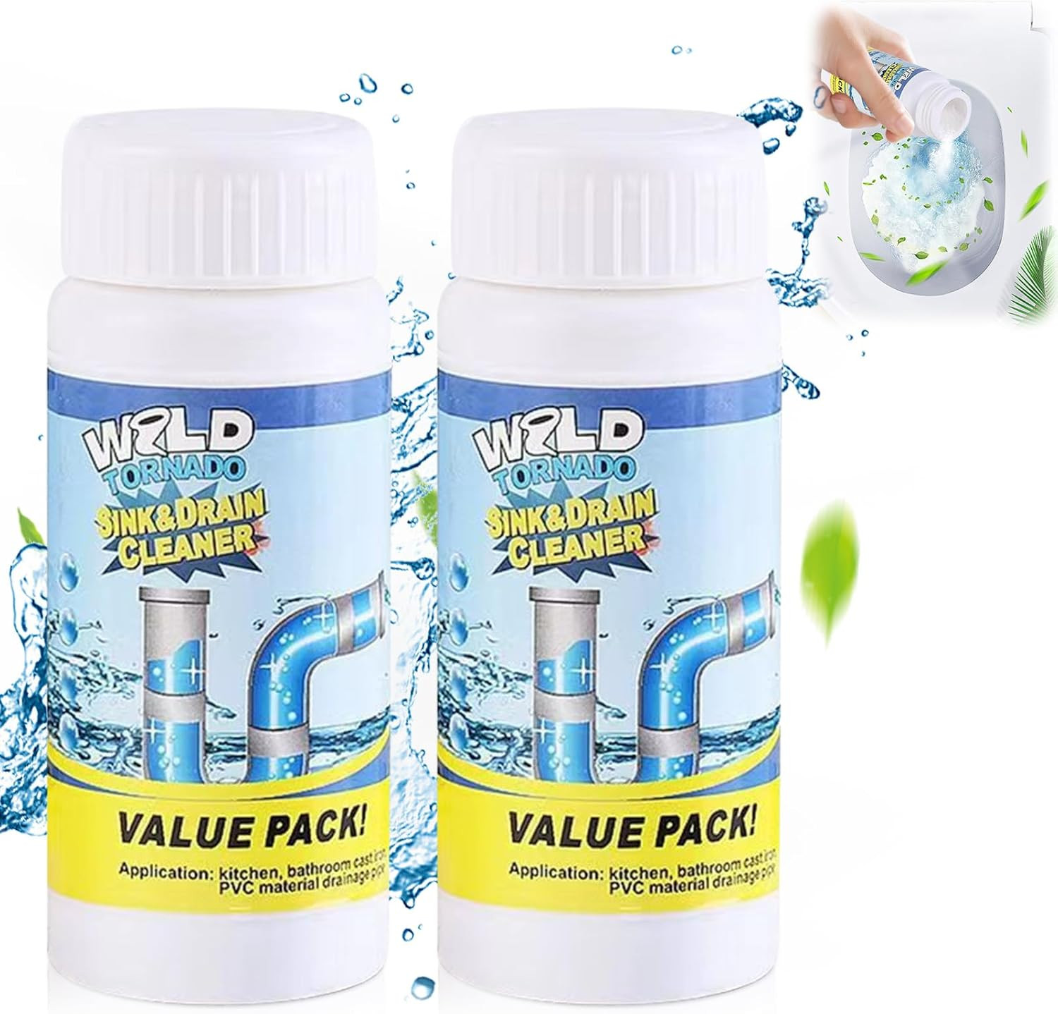 2Pc Wild Sink and Drain Cleaner – Fast Foaming for Kitchen & Pipes