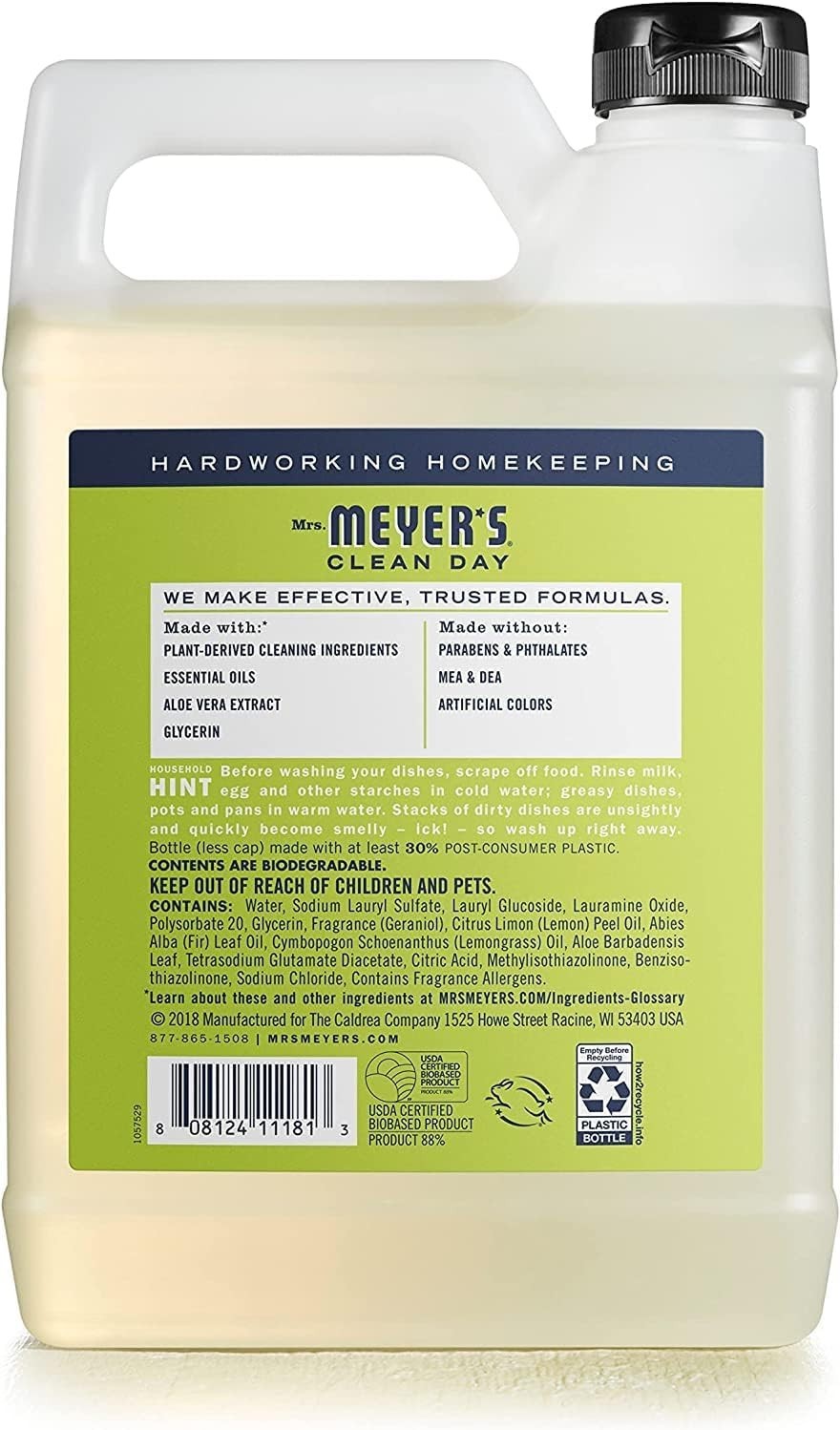 64 Fl Oz Liquid Dish Soap with Refill, Natural Ingredients for Grease Removal
