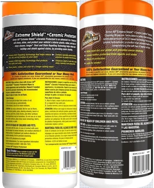 Ceramic Leather Care Wipes for Car Upholstery – 50 Sheets, Stain Blocker