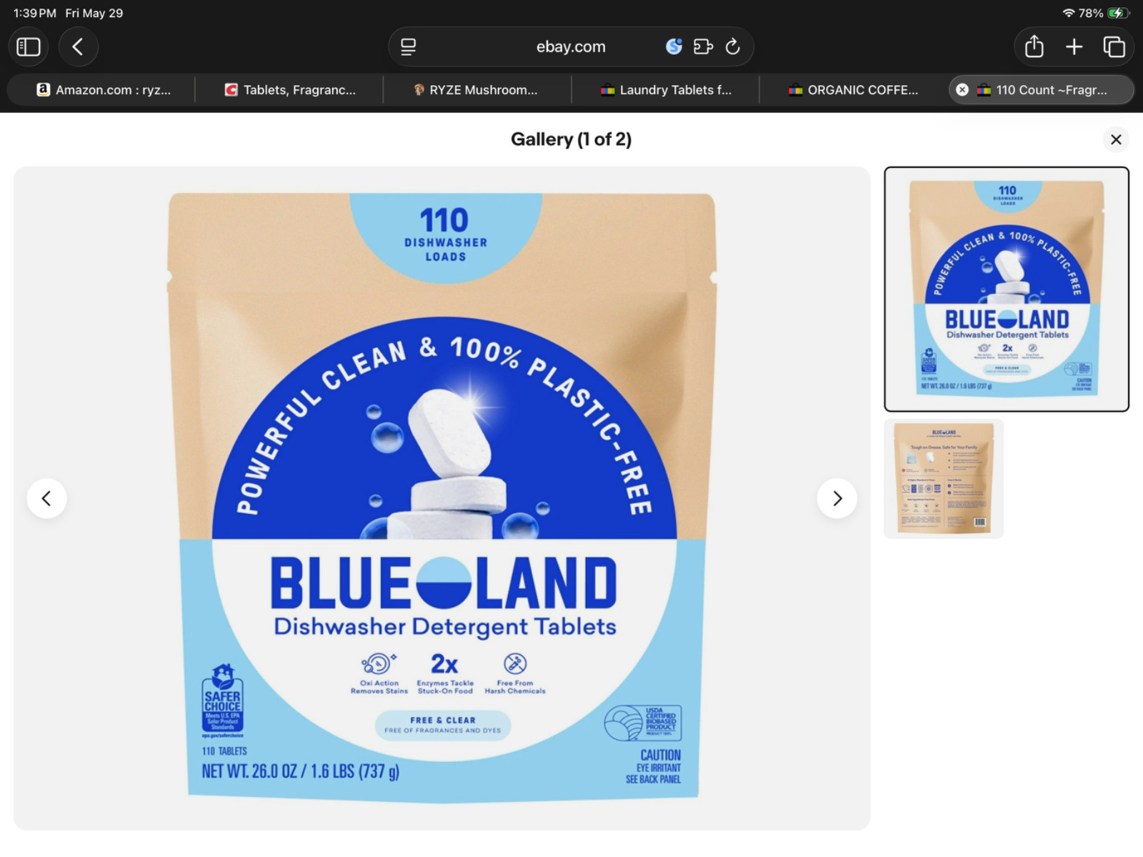 Blueland Dishwasher Detergent Tablets 110 Count ~Fragrance-free.