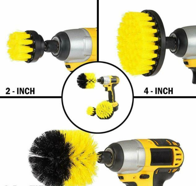 3PC Cleaning Drill Brush Cleaner Tool Electric Power Scrubber Kitchen Bath Car