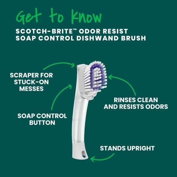 Odor Resist Soap Control Dishwand Brush, 1 Cleaning Dish Wand Brush, Precise Soa