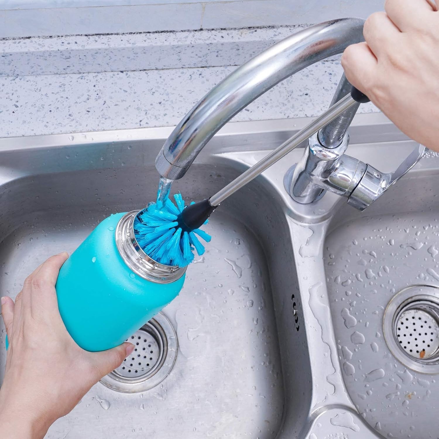 2 Pack Stainless Steel Water Bottle Brushes – Comfortable Grip & Easy Storage