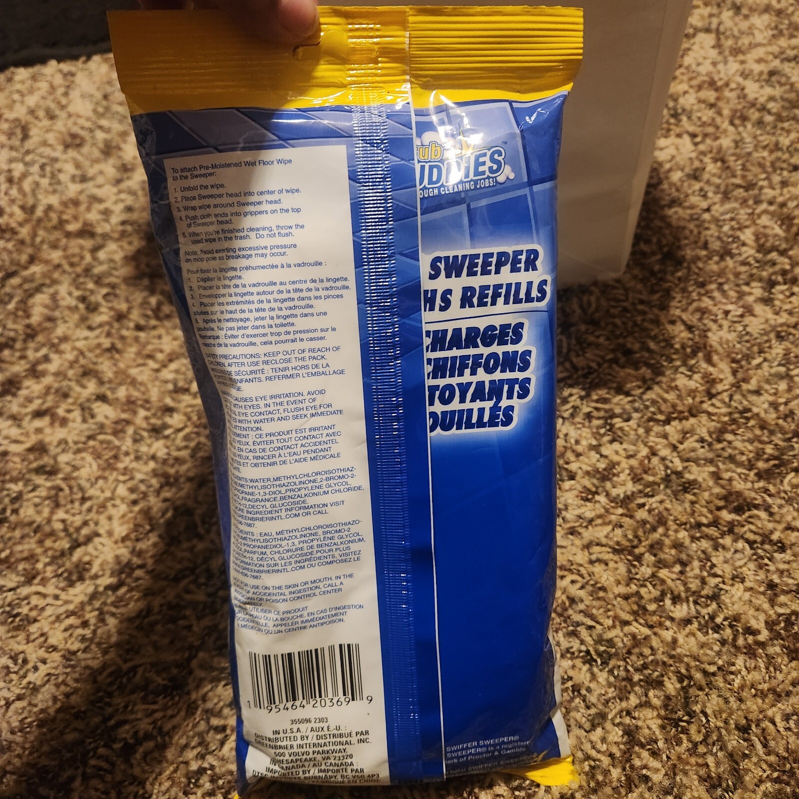 SCRUB BUDDIES Lemon Scent Wet Mop Sweeper Cloths Refills 20 Ct Pack 8″ X 11.5″
