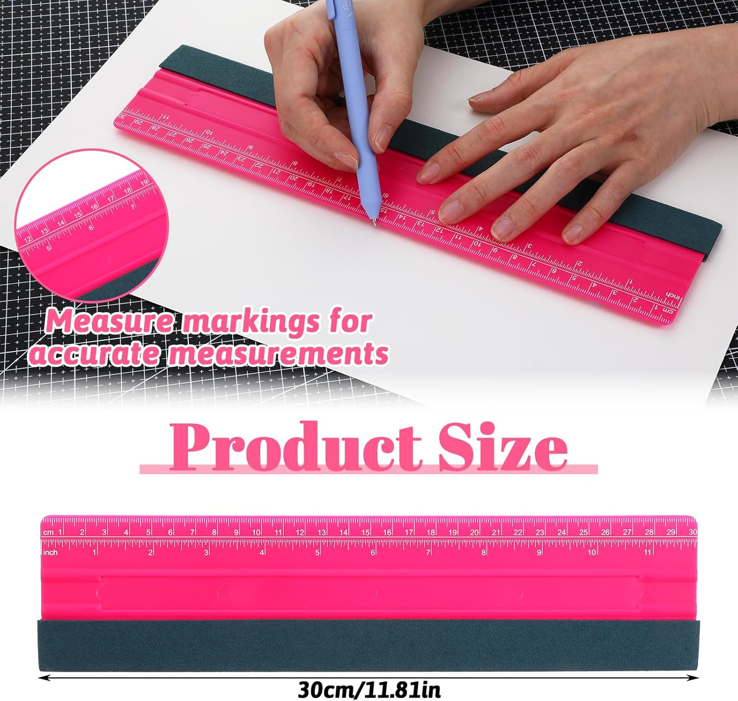 Wallpaper Smoothing Tool, Professional Vinyl Squeegee with Ruler Felt Squeegee f