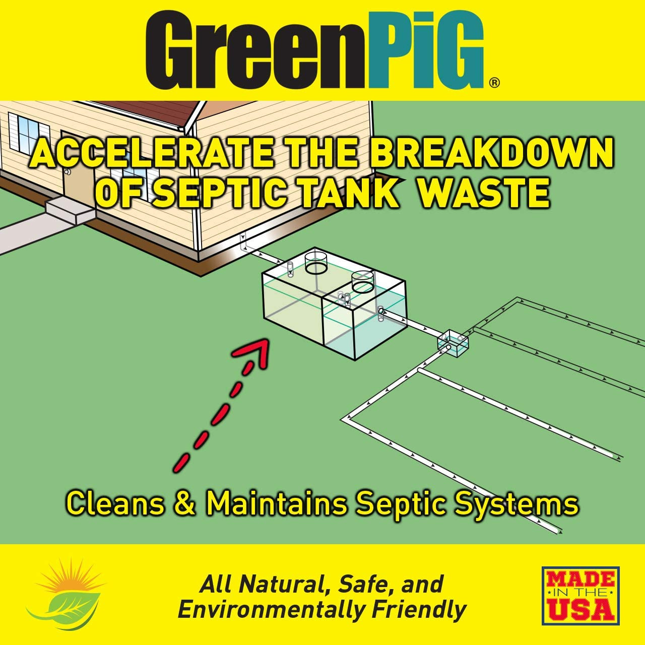 GREEN PIG Live Tank Treatment Aids of Septic Waste, 4 Packets