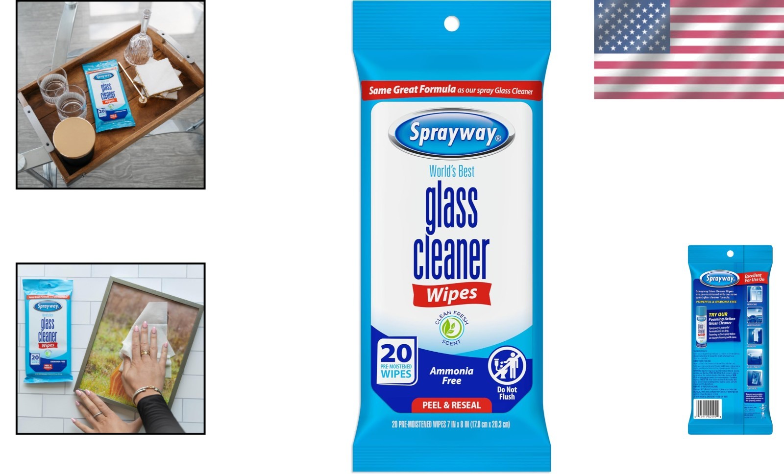 Convenient Glass Cleaner Wipes – Ammonia-Free, 20 Count for On-the-Go Cleaning