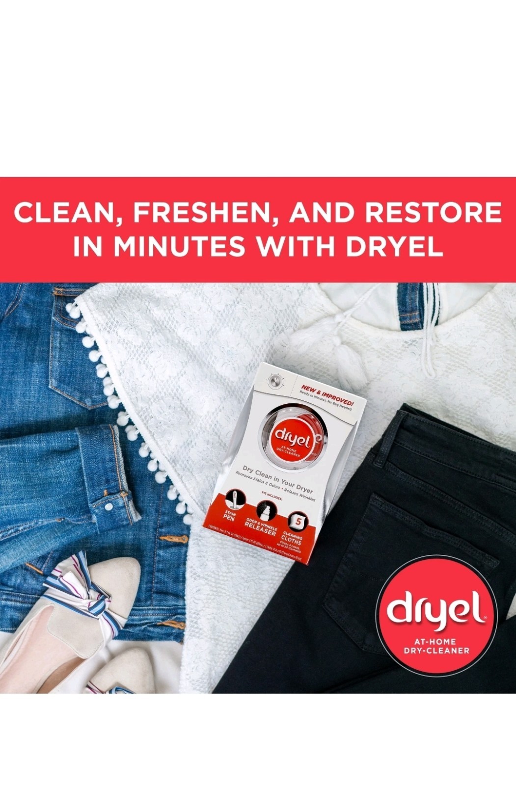 (2 pack)Dryel At Home Dry Cleaner Starter Kit with 6 Cleaning Cloths,Fresh Scent