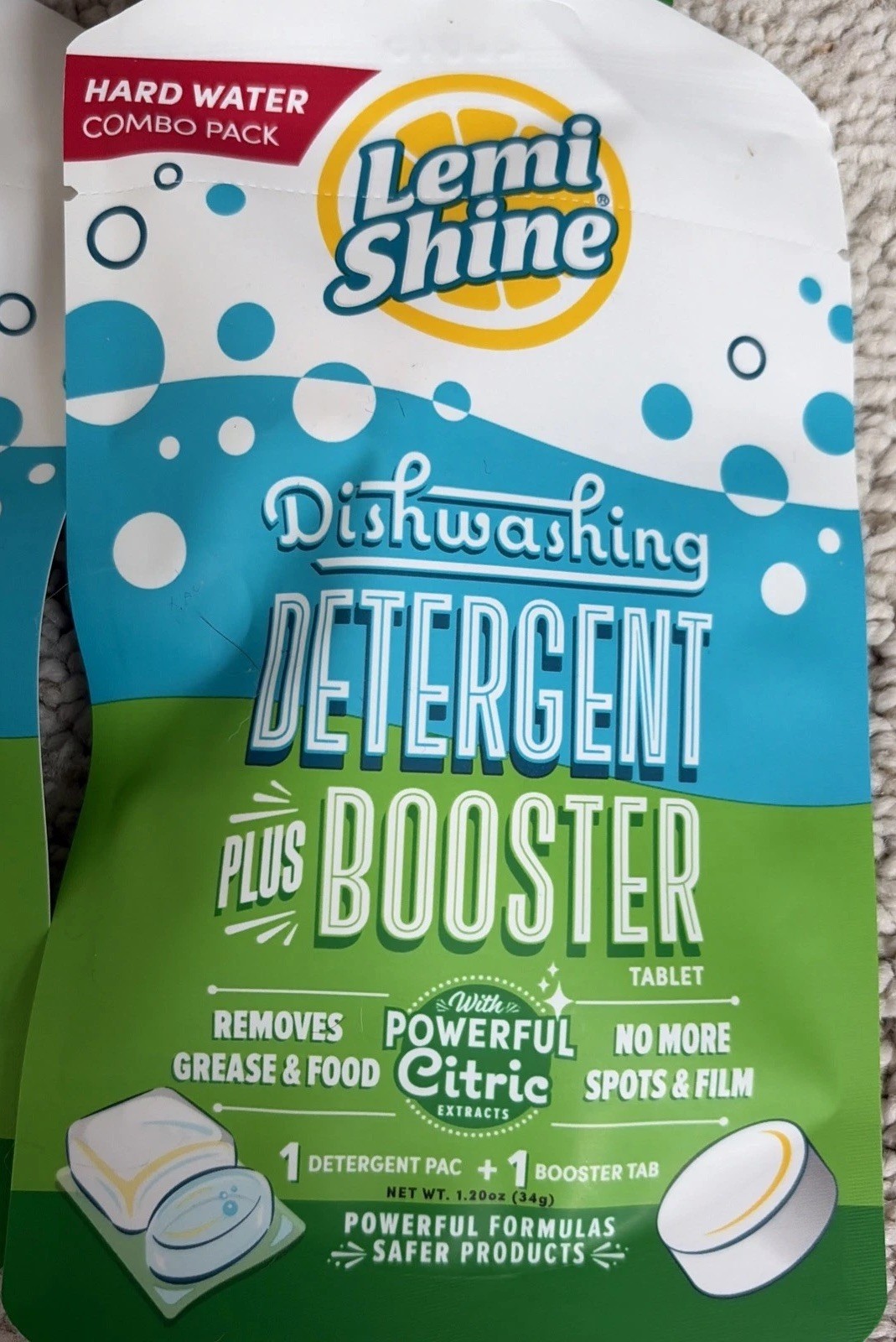 9 PACKS Lemi Shine Dishwashing Detergent + Booster Tablet Hard Water Combo Pack