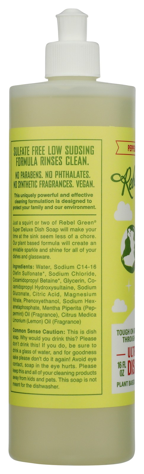 Rebel Green Ultra Clean Dish Soap Peppermint And Lemon 16 Oz 4 Pack