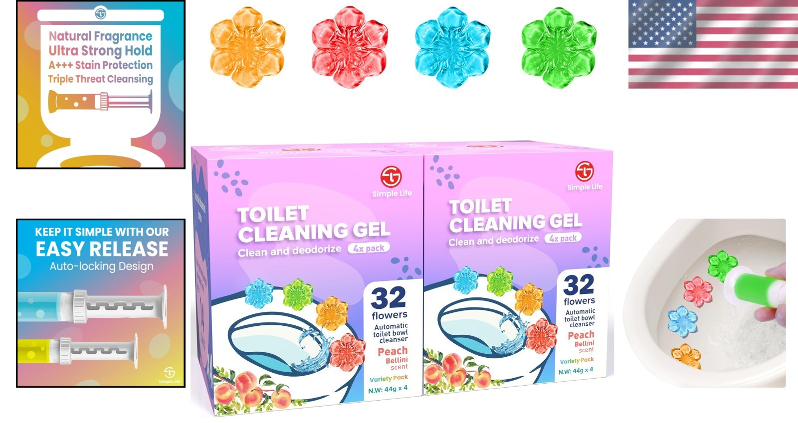 Toilet Cleaner Gel, Deodorizer, 64 Stamps, Ocean Scent