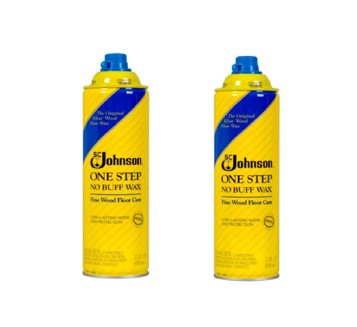 Two (2) Full Cans – SC Johnson One Step No Buff Wax Wood Floor Care 22 fl oz New
