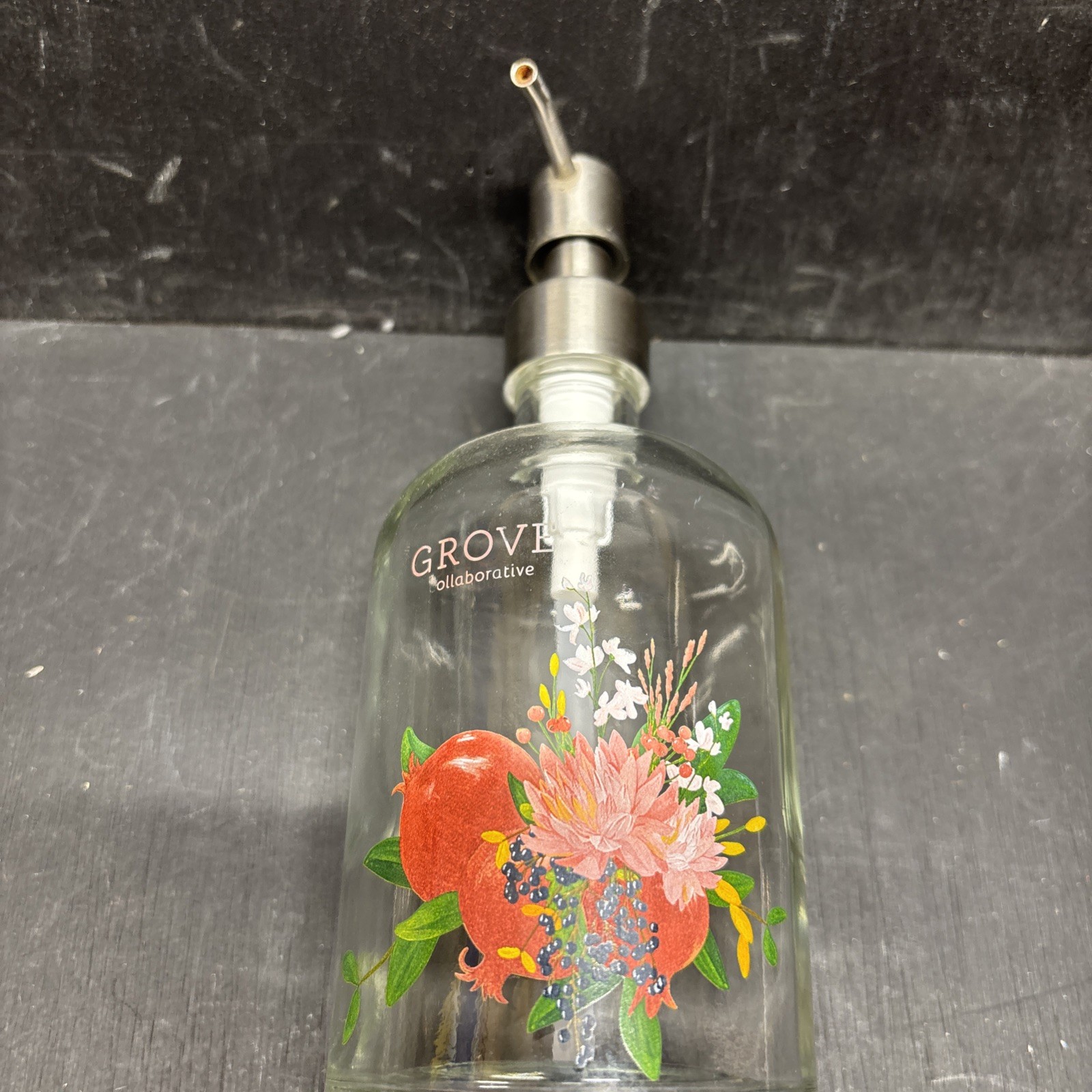 Grove Co Reusable Glass Pump Spray Bottle Clear Bottle White Silicone Sleeve