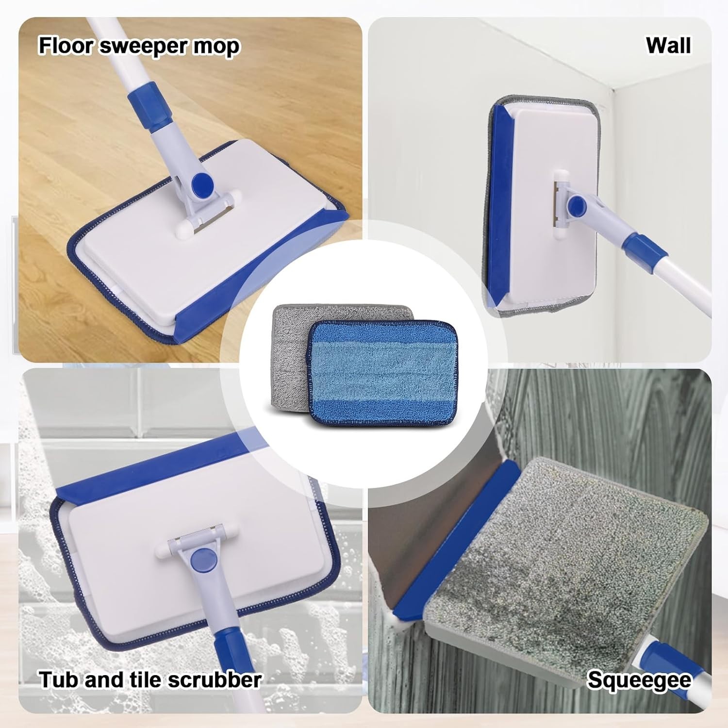 Effortless Baseboard Cleaner Tool with 60″ and 6 Reusable Microfiber Pads