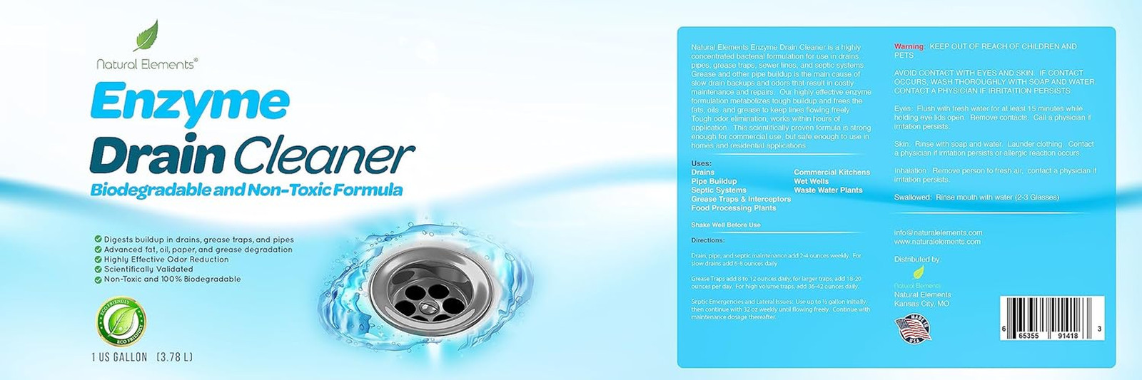 Enzyme Drain Cleaner | Digest Grease, Fats, and Paper Buildup in Drains, Septic