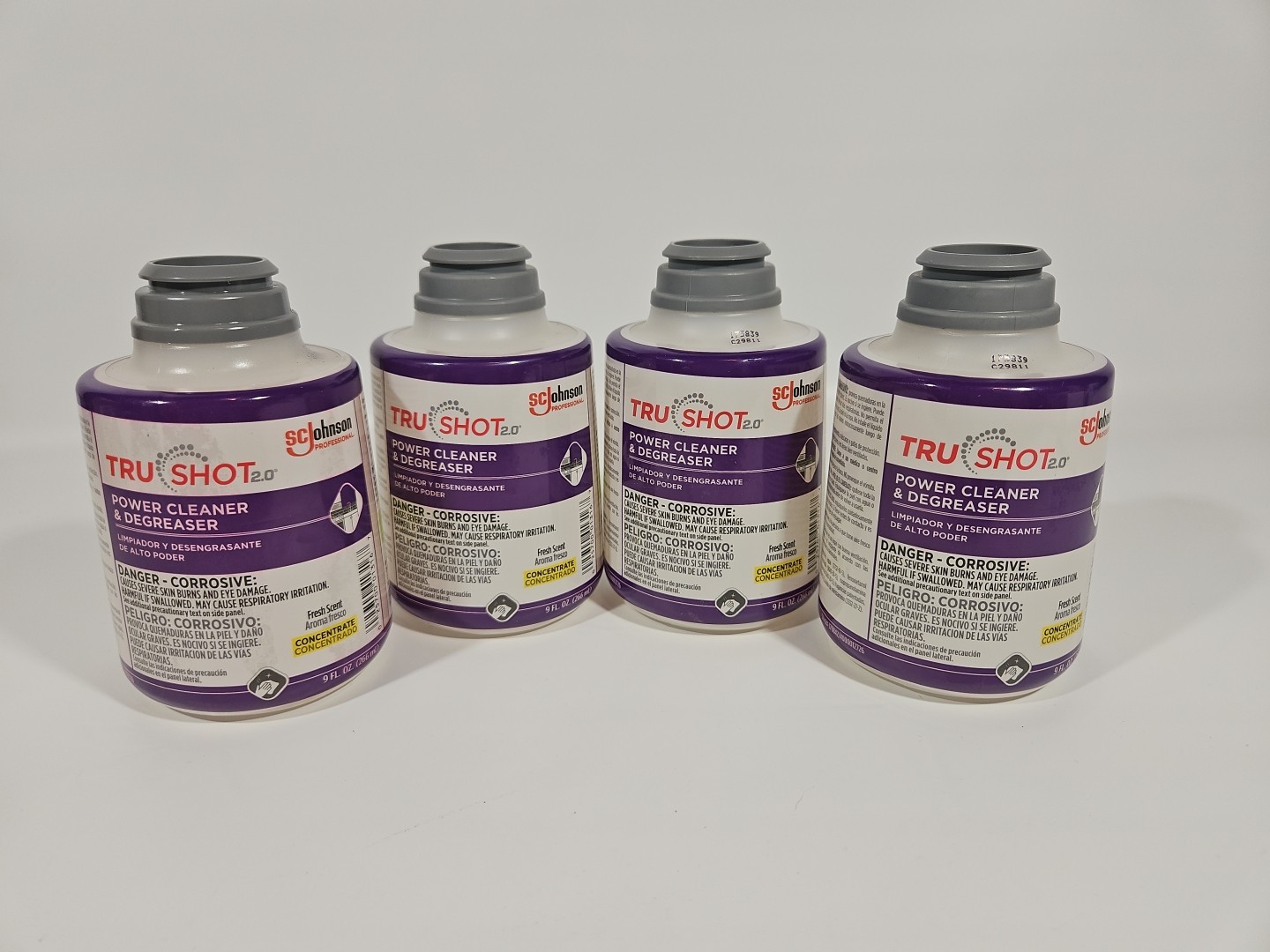 4 pk Sc Johnson Trushot 2.0 Power Cleaner & Degreaser, Clean Fresh Scent 9 fl oz