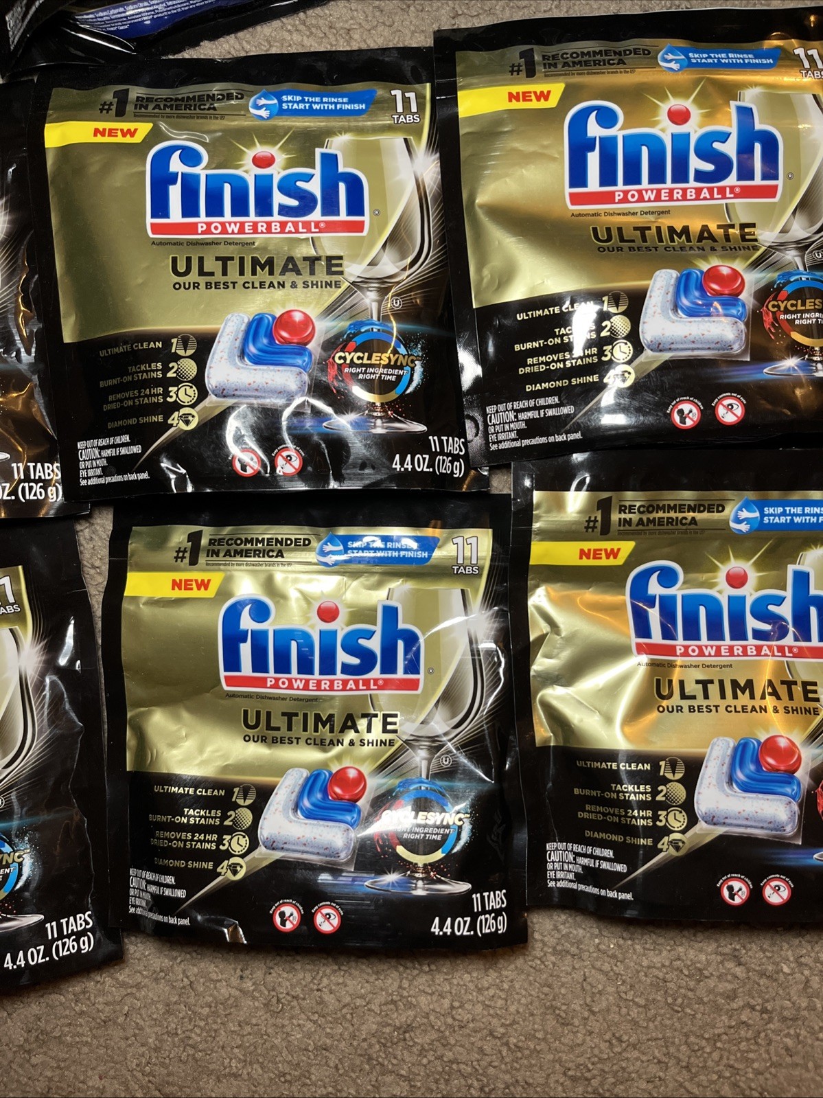 10× Finish Powerball Dishwasher Detergent Ultimate Clean CycleSync, 11 Tabs Each