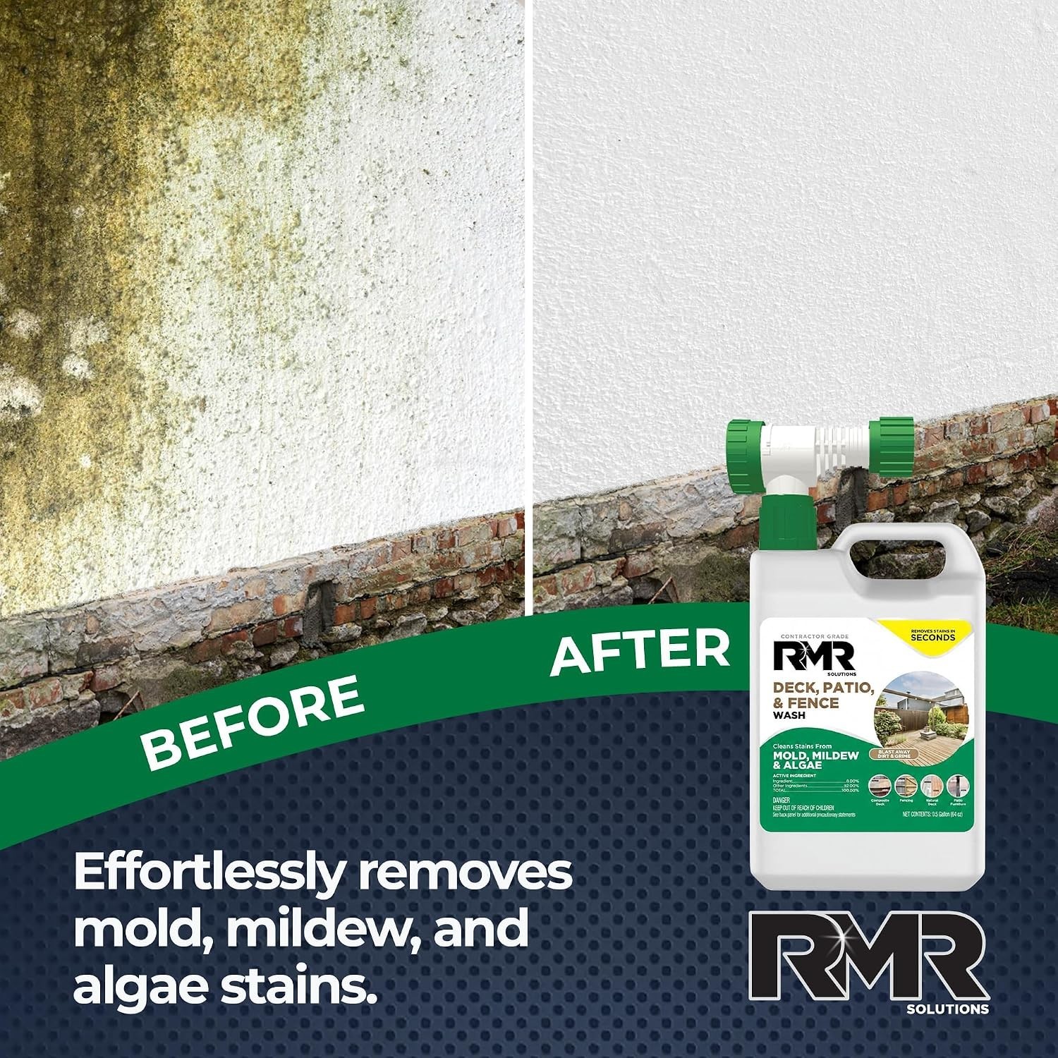 RMR Deck, Patio, & Fence Wash – Commercial-Grade Outdoor Stain Remover for Mo…