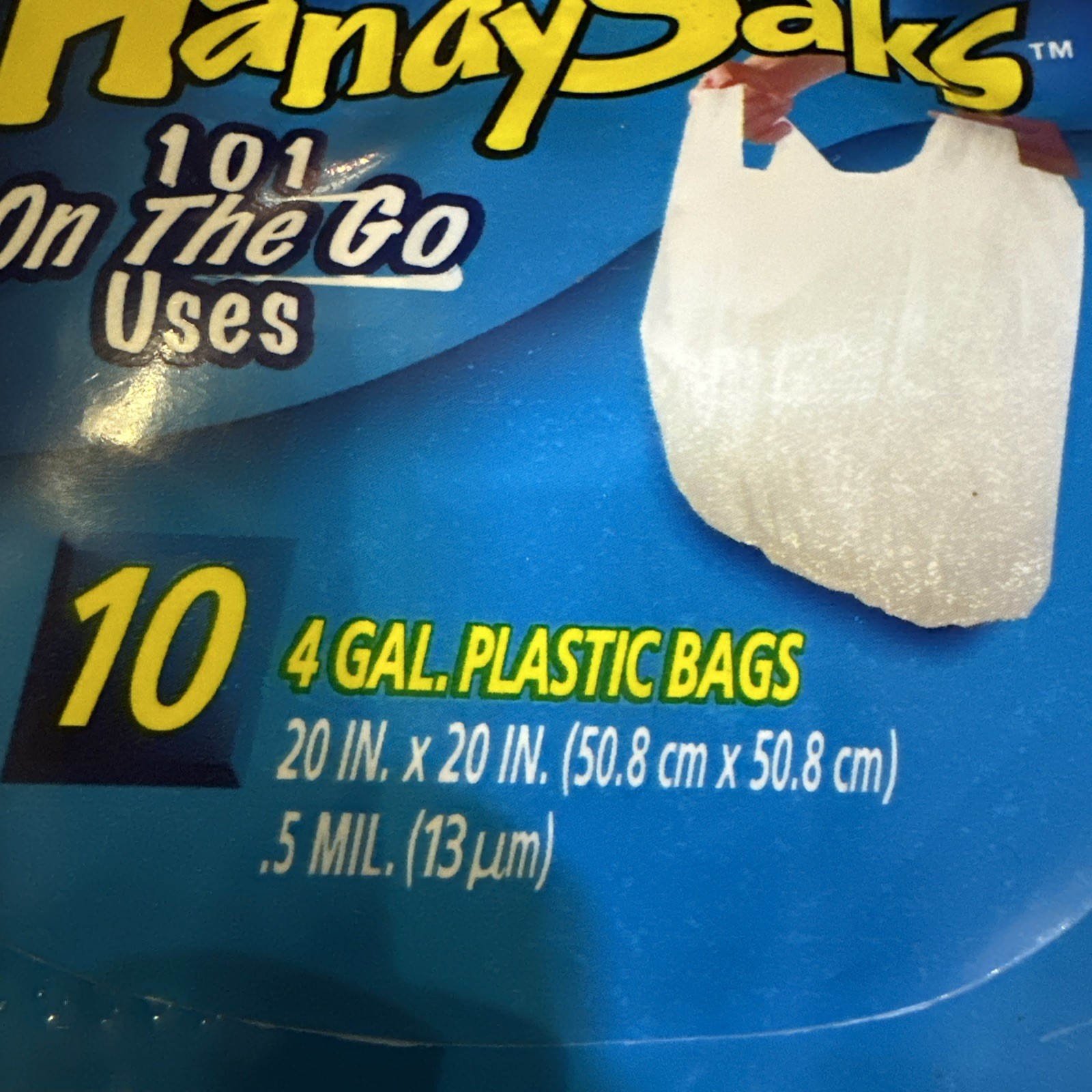 Pkg Of 10 Hefty Handy Saks 4 Gallon Plastic Bags On The Go Vintage 2003 New
