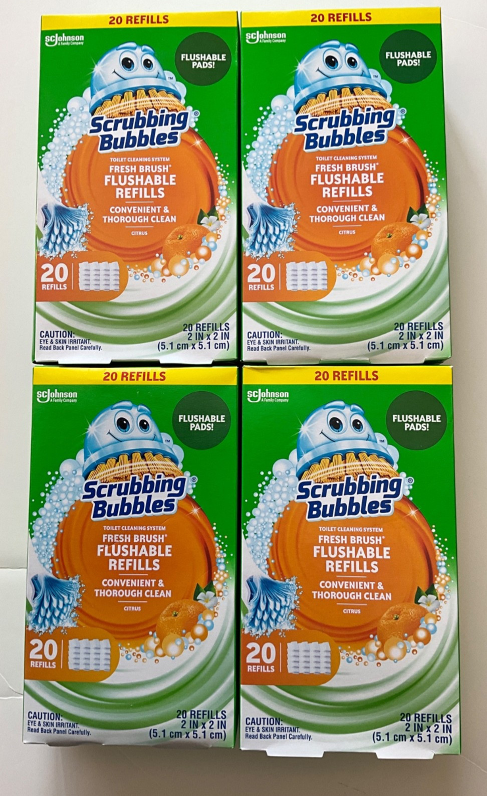 Flushable Toilet Bowl Cleaner Refill Pads, Citrus Scent ( 4×20=80 count total )