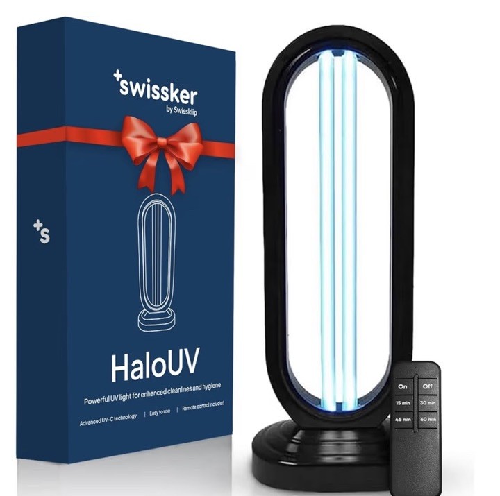 Swissker HaloUV by Swissklip Home Disinfection Device With Remote And Extra Bulb