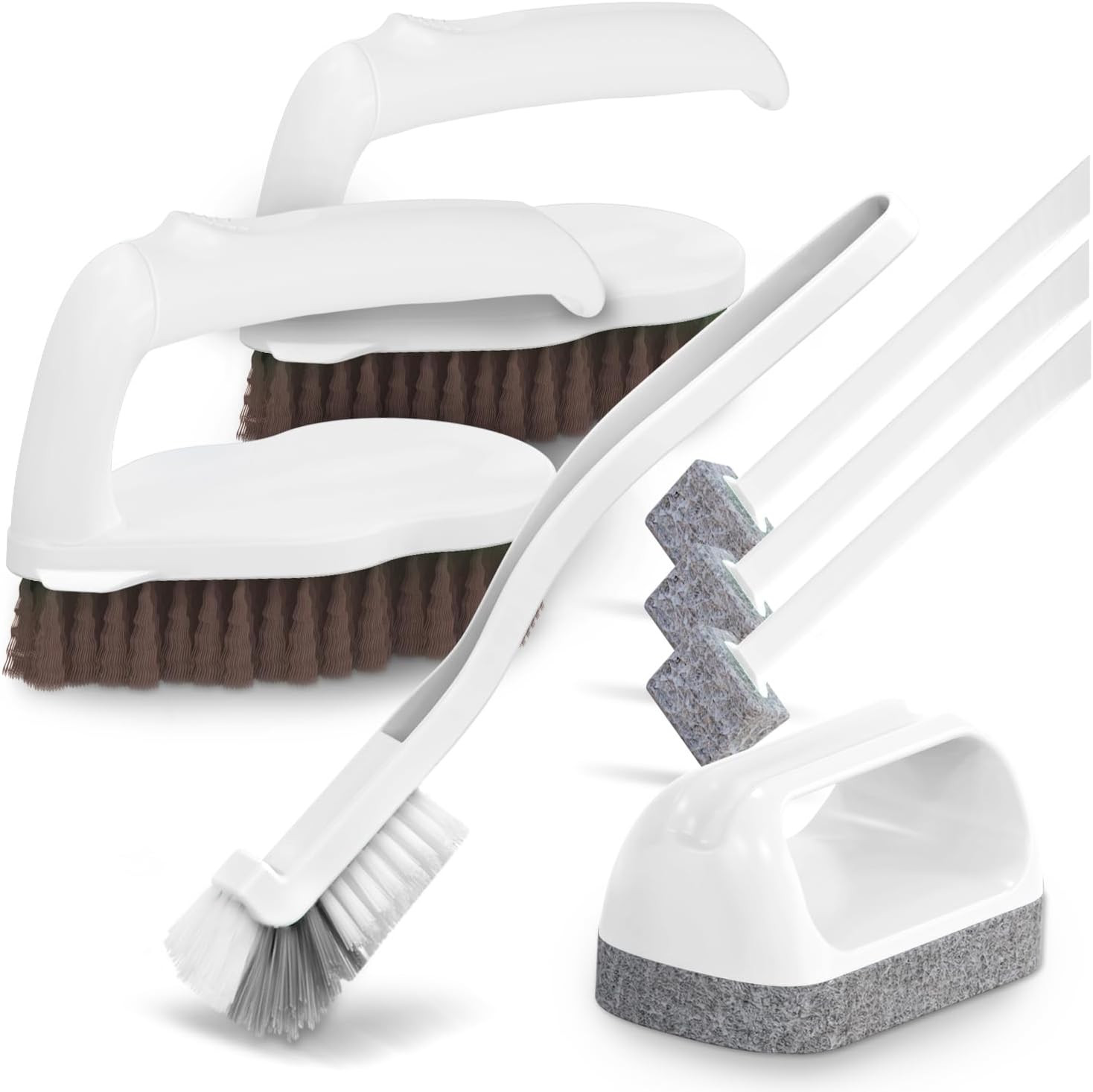 7 Pack Deep Cleaning Brush Set, Scrub Pads with Scraper Tip for Pool Walls, Bath
