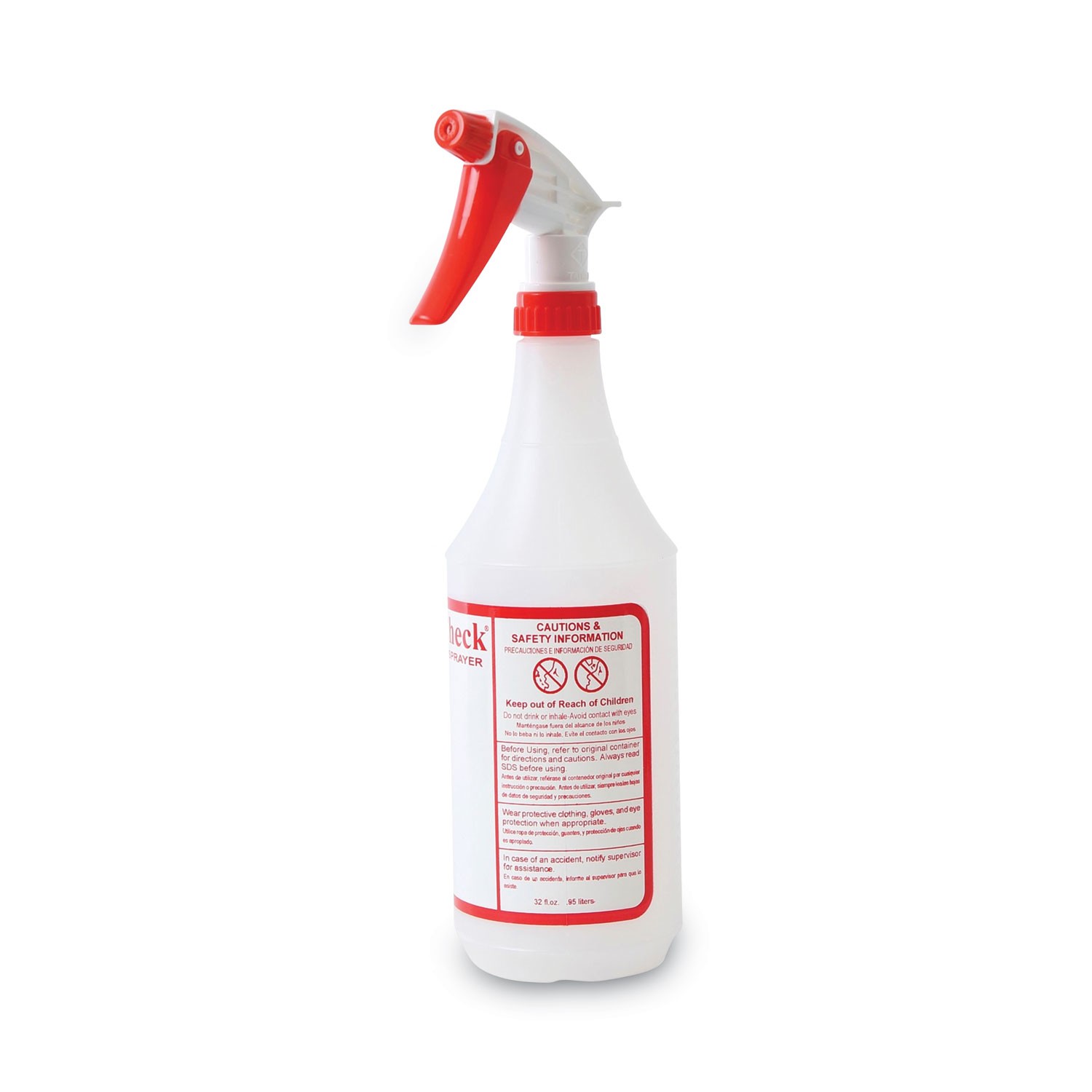Boardwalk® Trigger Spray Bottle, 32 oz, Clear/Red, HDPE, 3/Pack