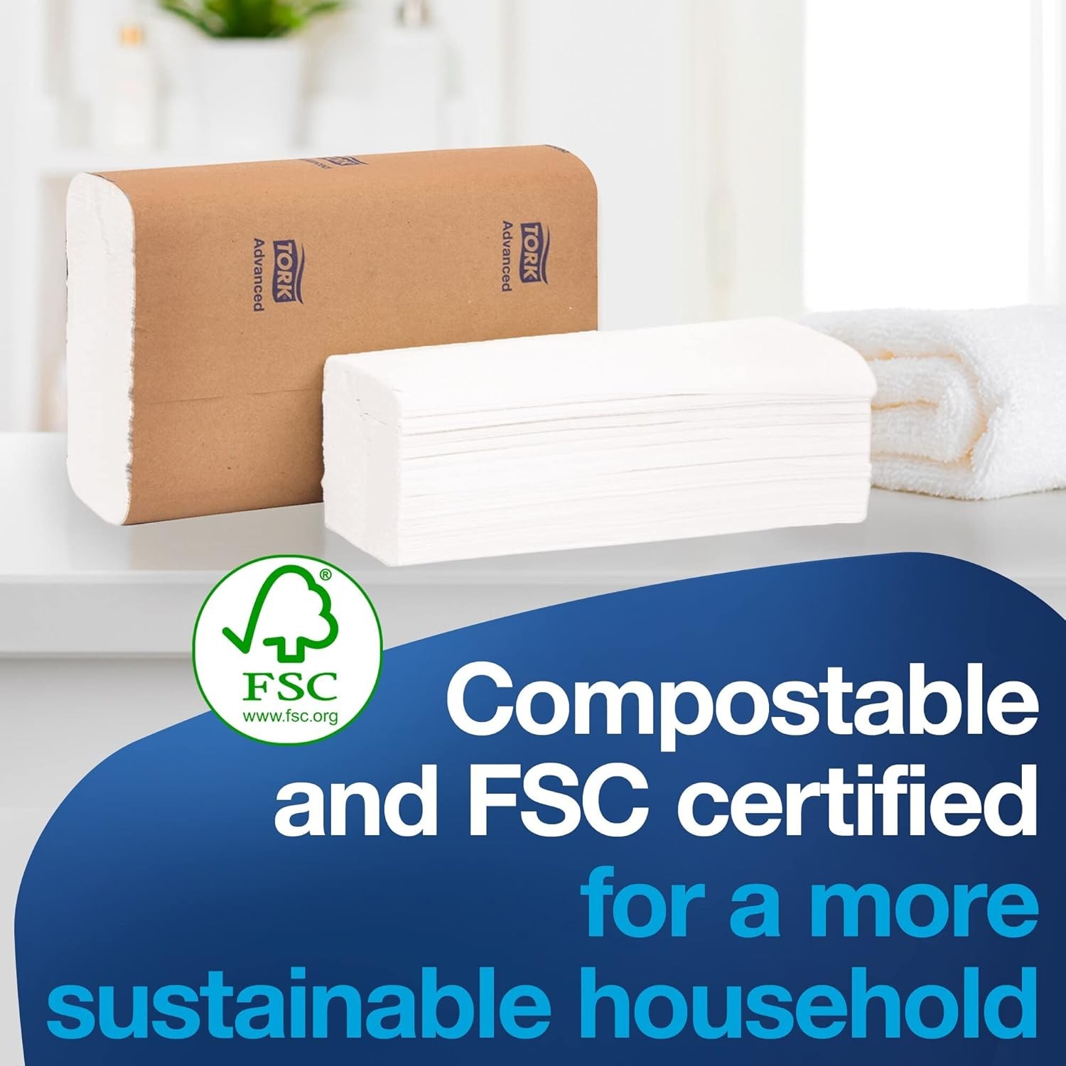 Tork Multifold Hand Towel White, 3-Panel, 250 Towels per Pack, 16 Packs, Fits