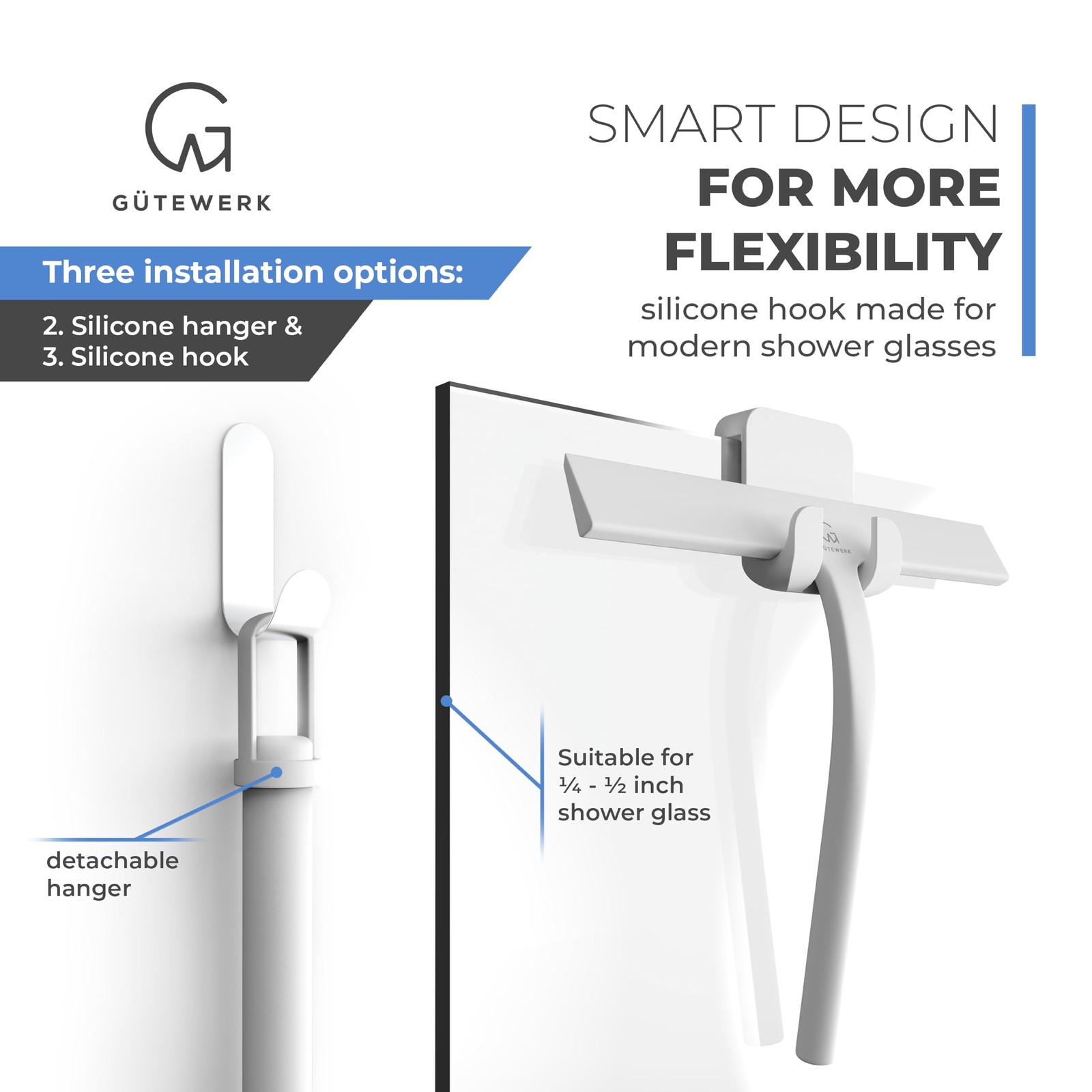 GÜTEWERK Shower Squeegee for Glass Doors, Silicone Window Squeegee, Bathroom…