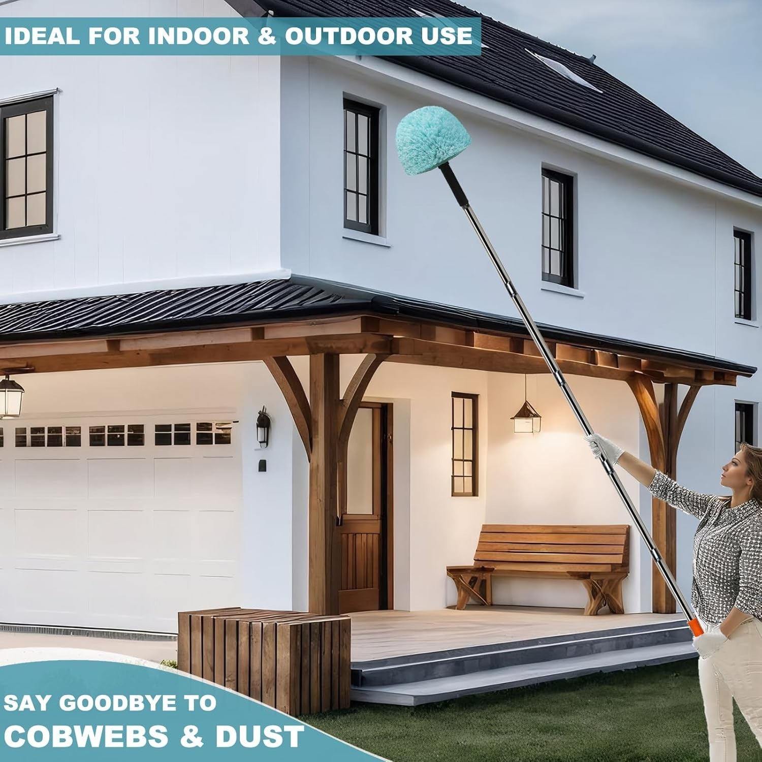 Cyan Twist-On Cobweb Duster Brush – 2 Pack for Indoor & Outdoor Cleaning