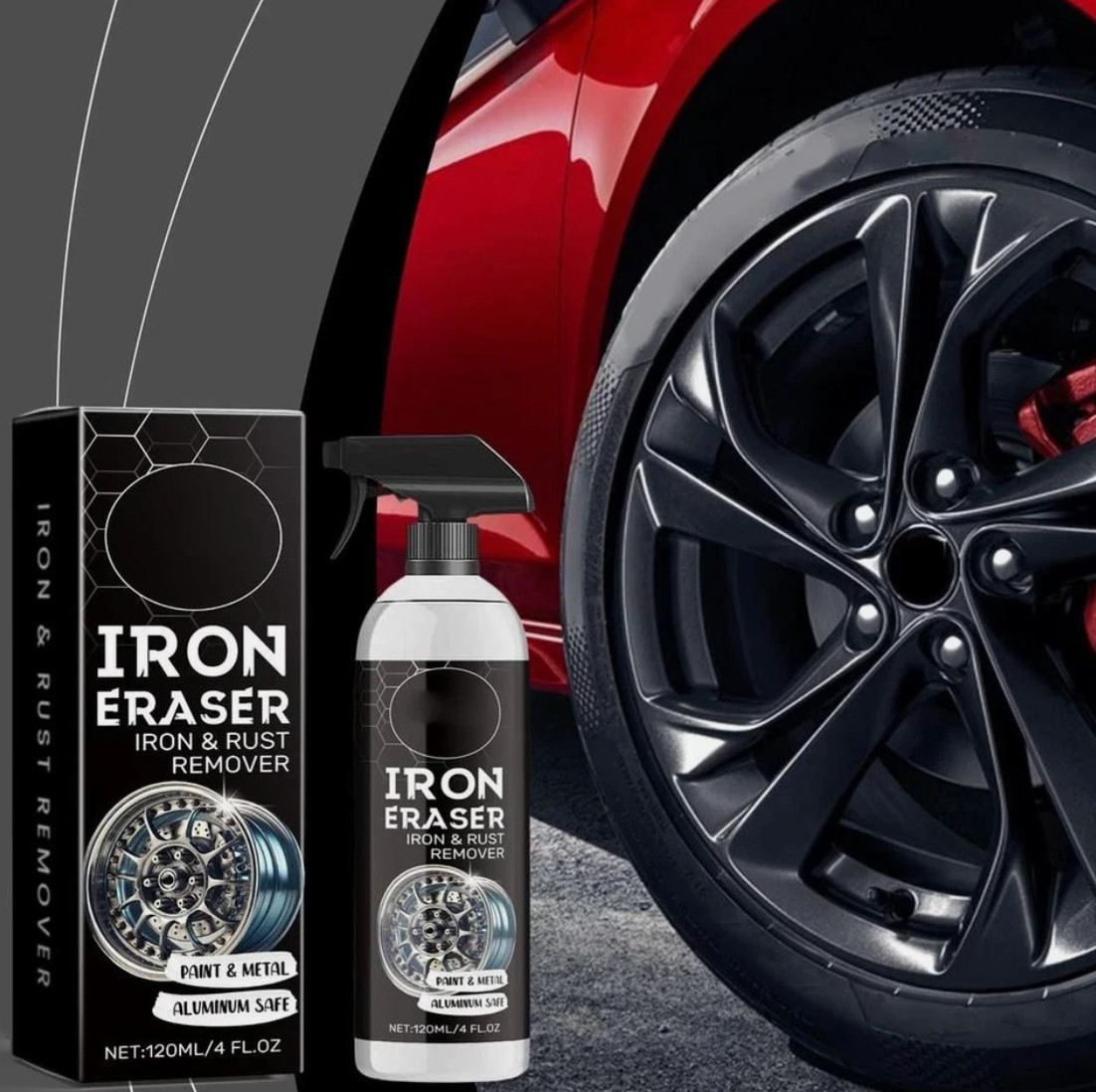 Iron Eraser Rust Remover Spray, Car Wheel Paint Brake Dust Fast Cleaner 120ml
