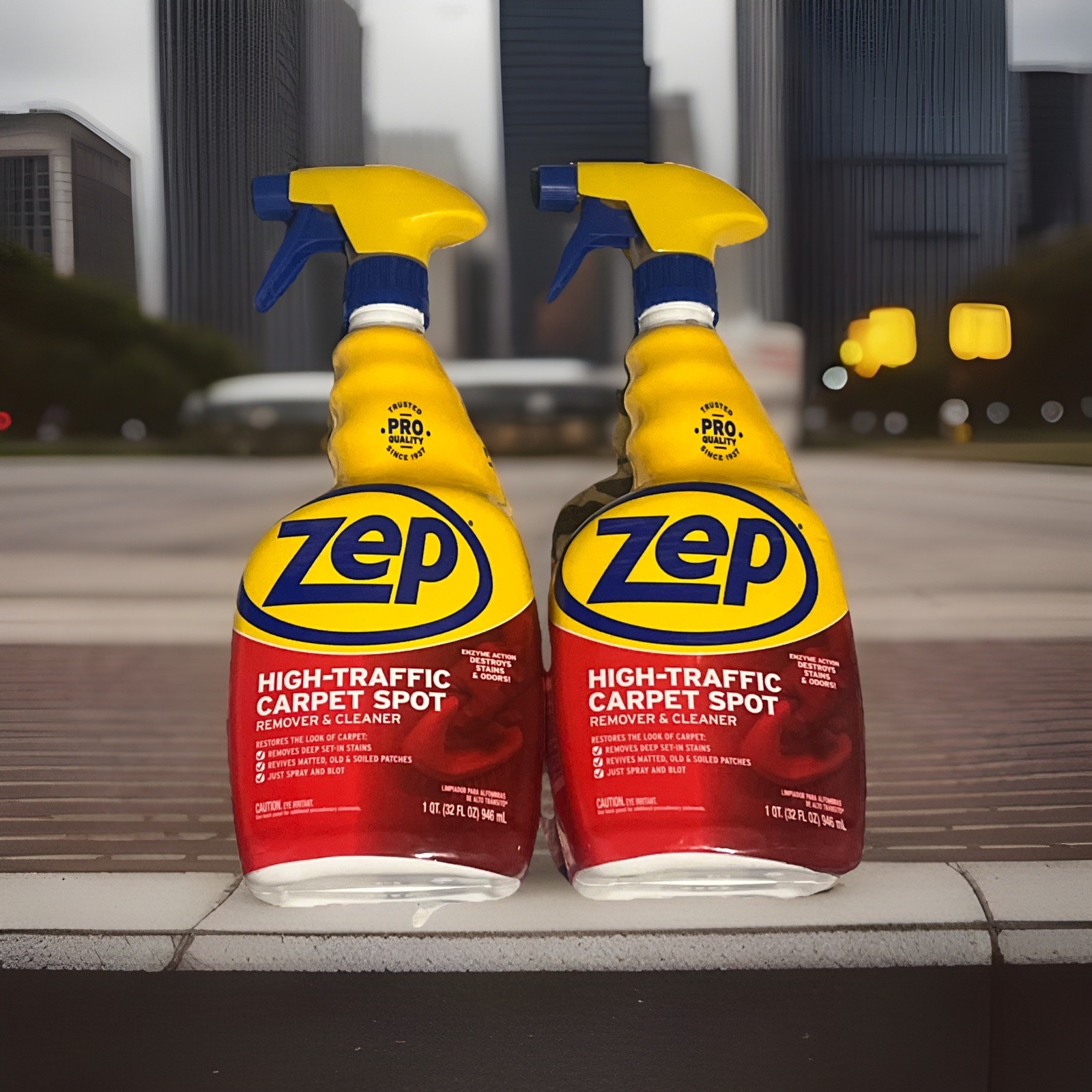 4 PACK Of Zep HIGH-TRAFFIC CARPET SPOT Stain Odor Remover and Cleaner 32oz Each