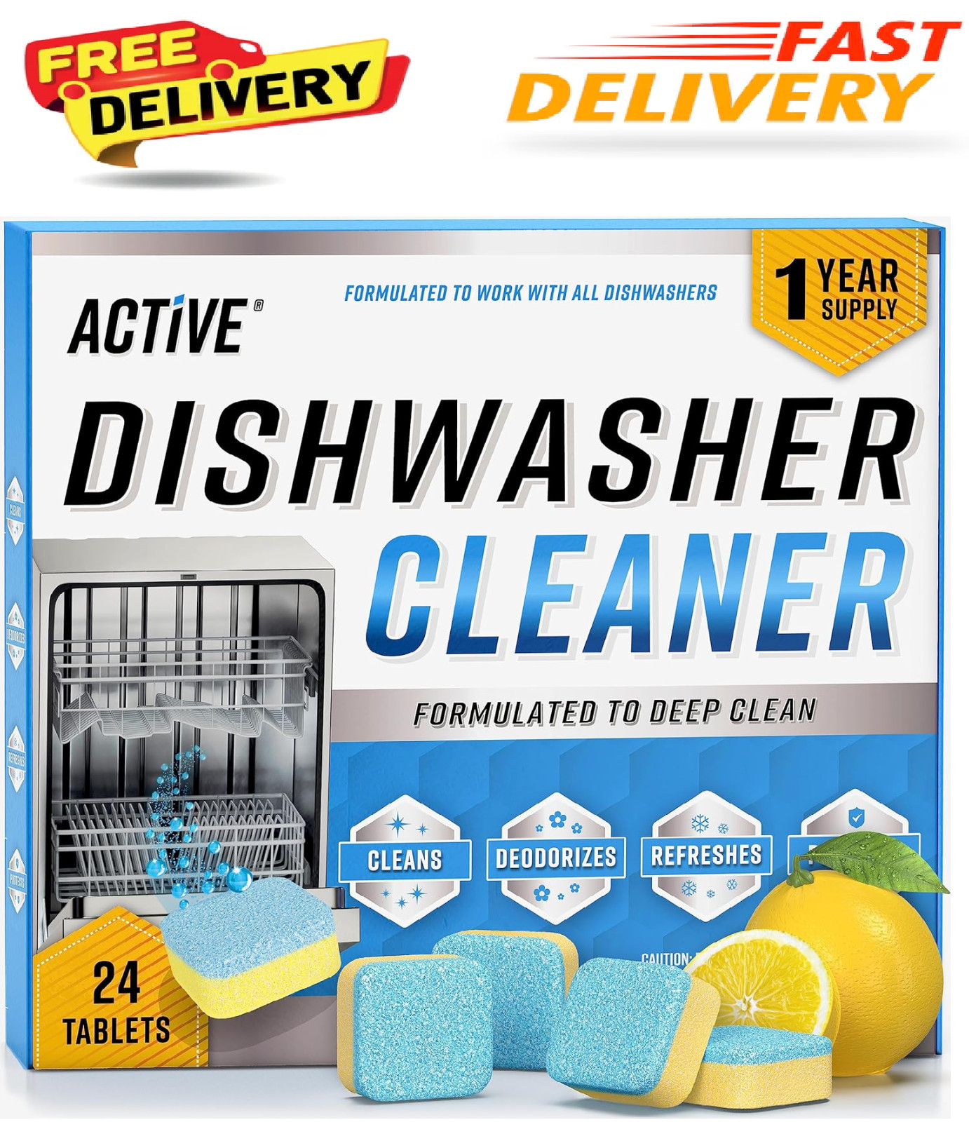 Dishwasher Cleaner And Deodorizer Tablets – 24 Pack Deep Cleaning Descaler Pods