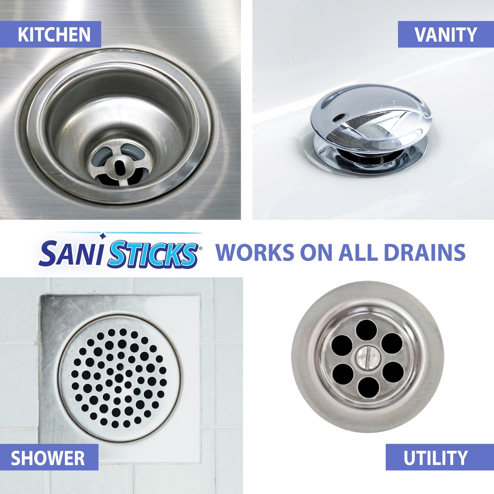SANI 360° Sani Sticks Drain Cleaner and Deodorizer | Non-Toxic, Enzyme Formula