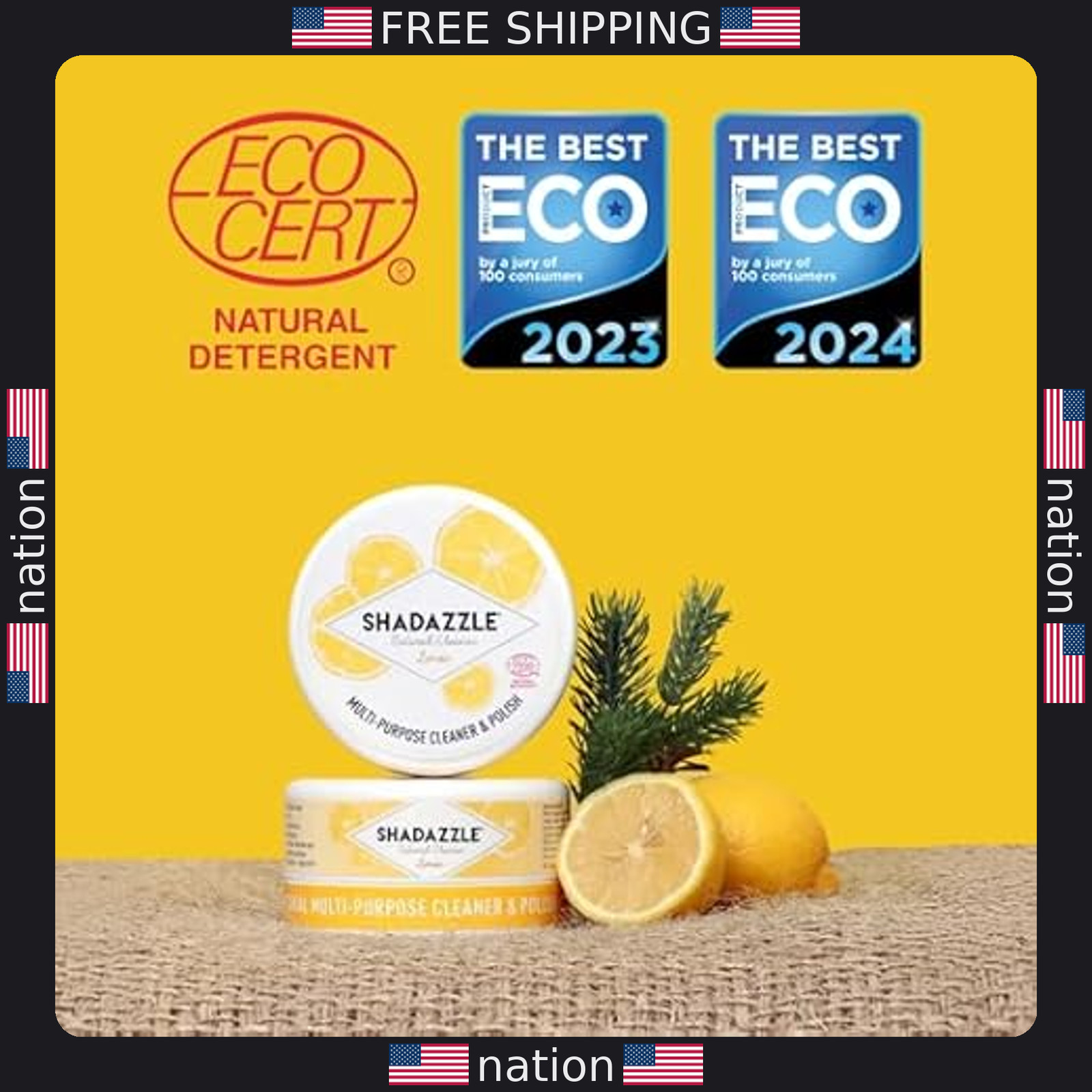 Shadazzle Eco-Friendly All-Purpose Cleaner & Polish ? Lemon Scent (1 Pack)