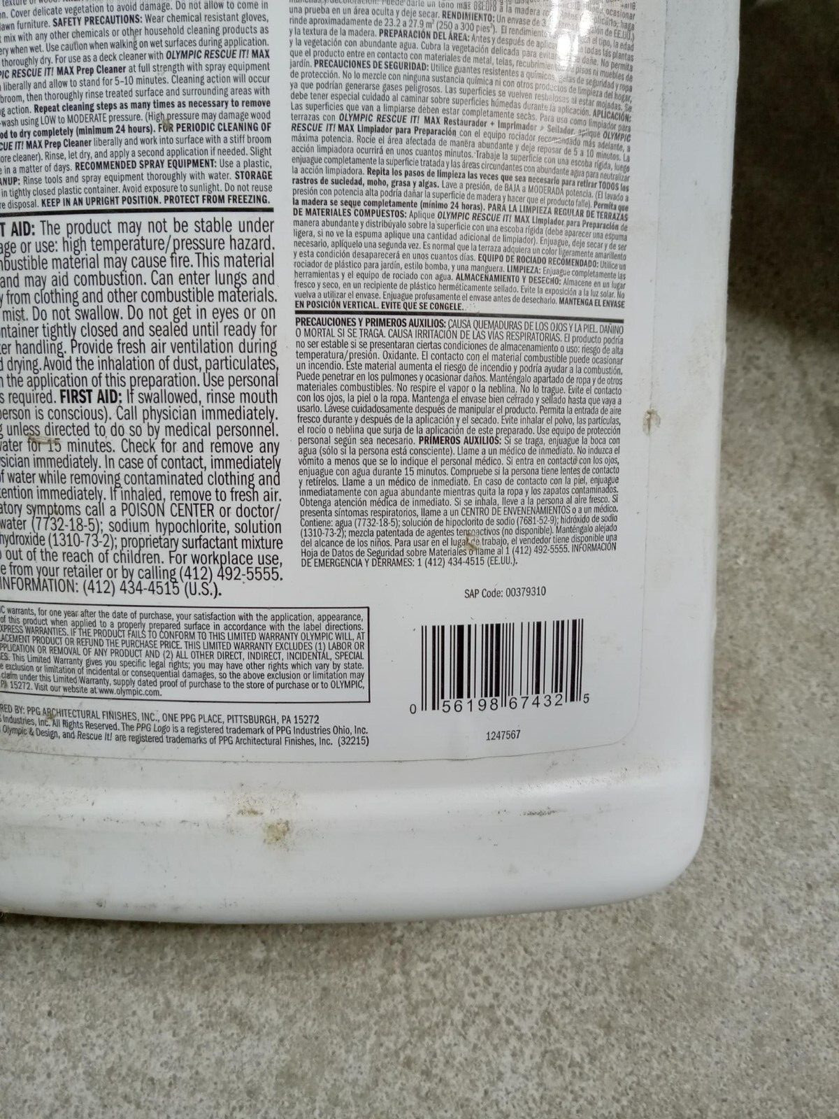 Olympic Rescue It! Prep Cleaner Max Deep Clean For Wood & Concrete Surfaces 3PCS