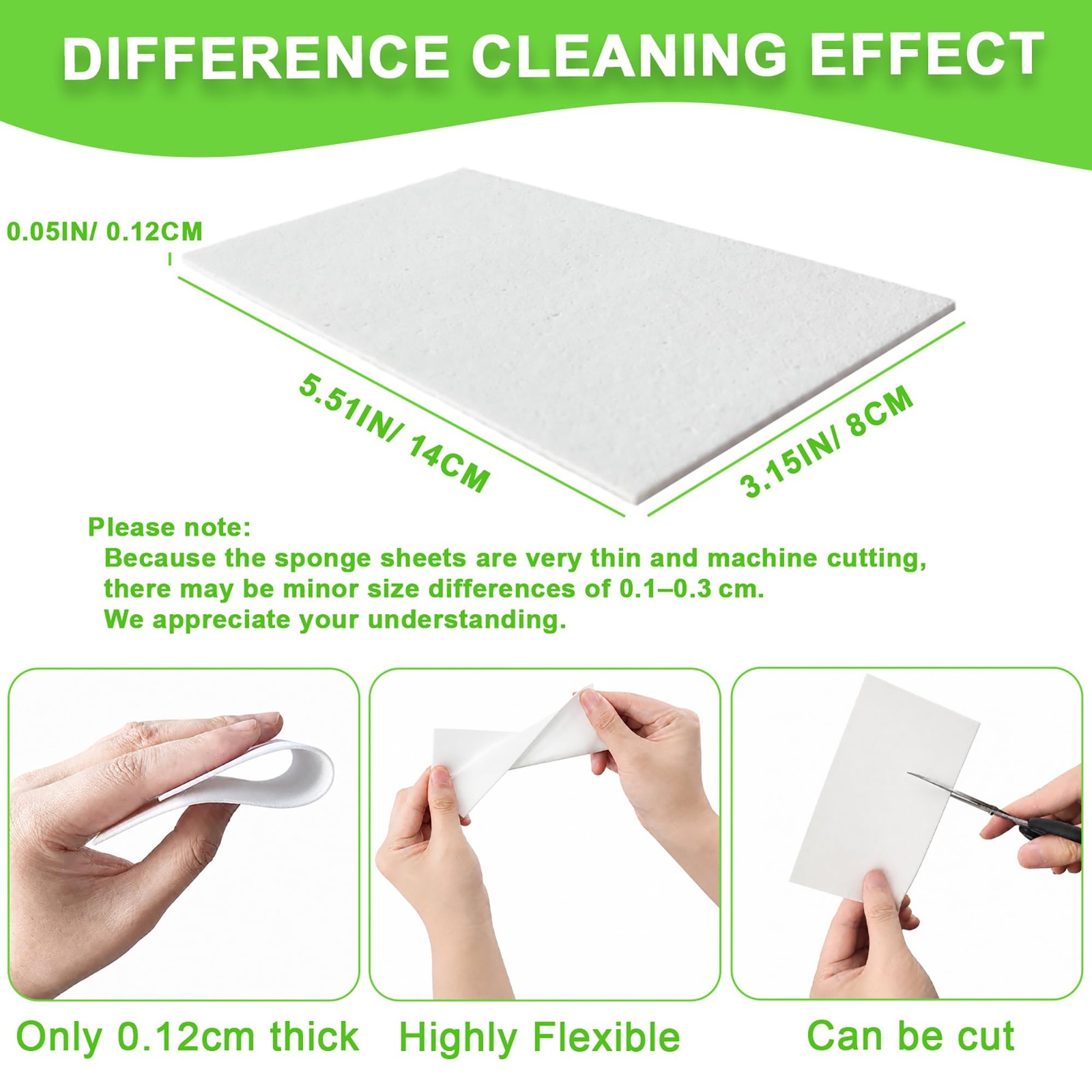 100 Pads Sponge Eraser Sheets, Super Thin 0.12cm Disposable Melamine Sponge S…